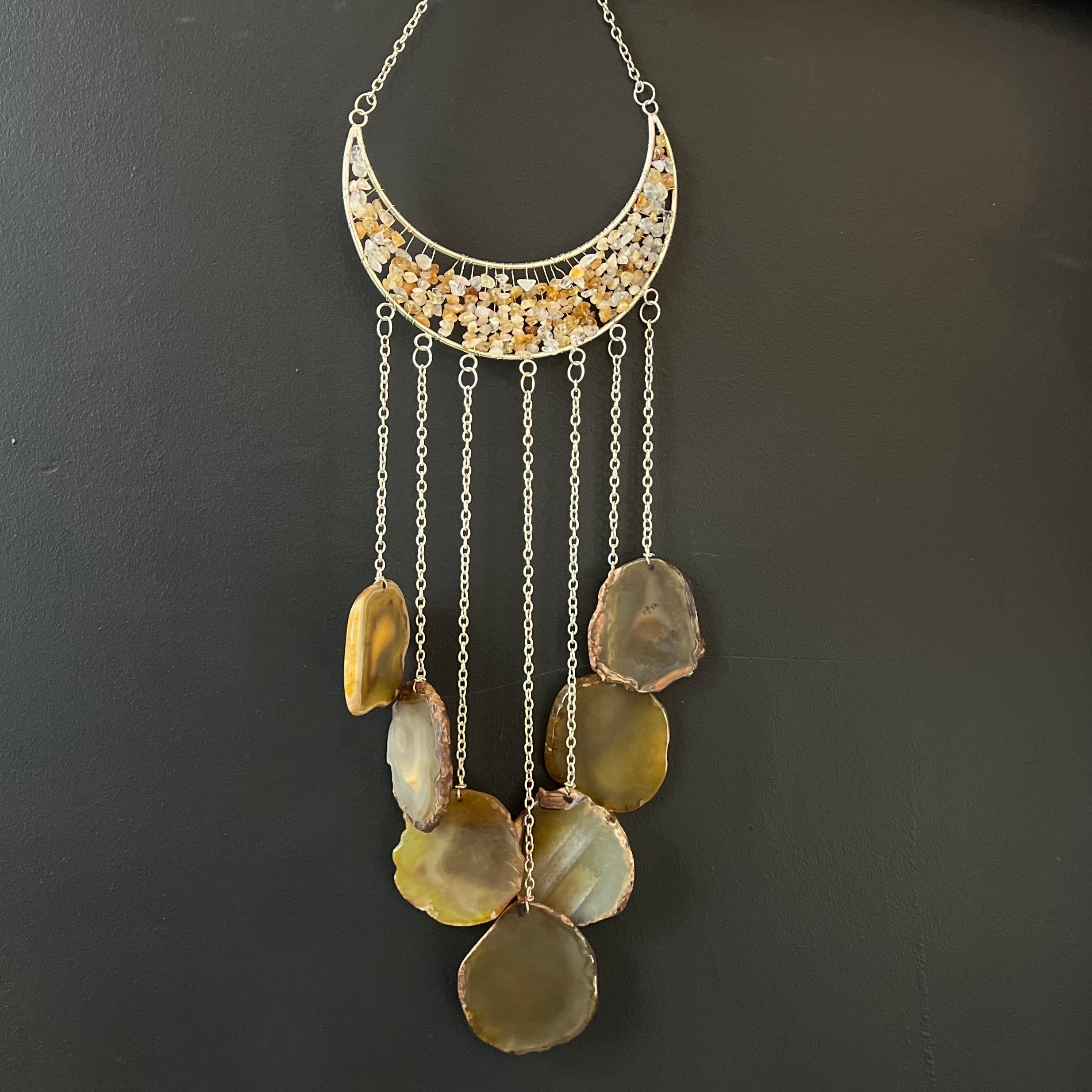 Citrine ~ Dyed Agate ~ Crescent Moon ~ Silver