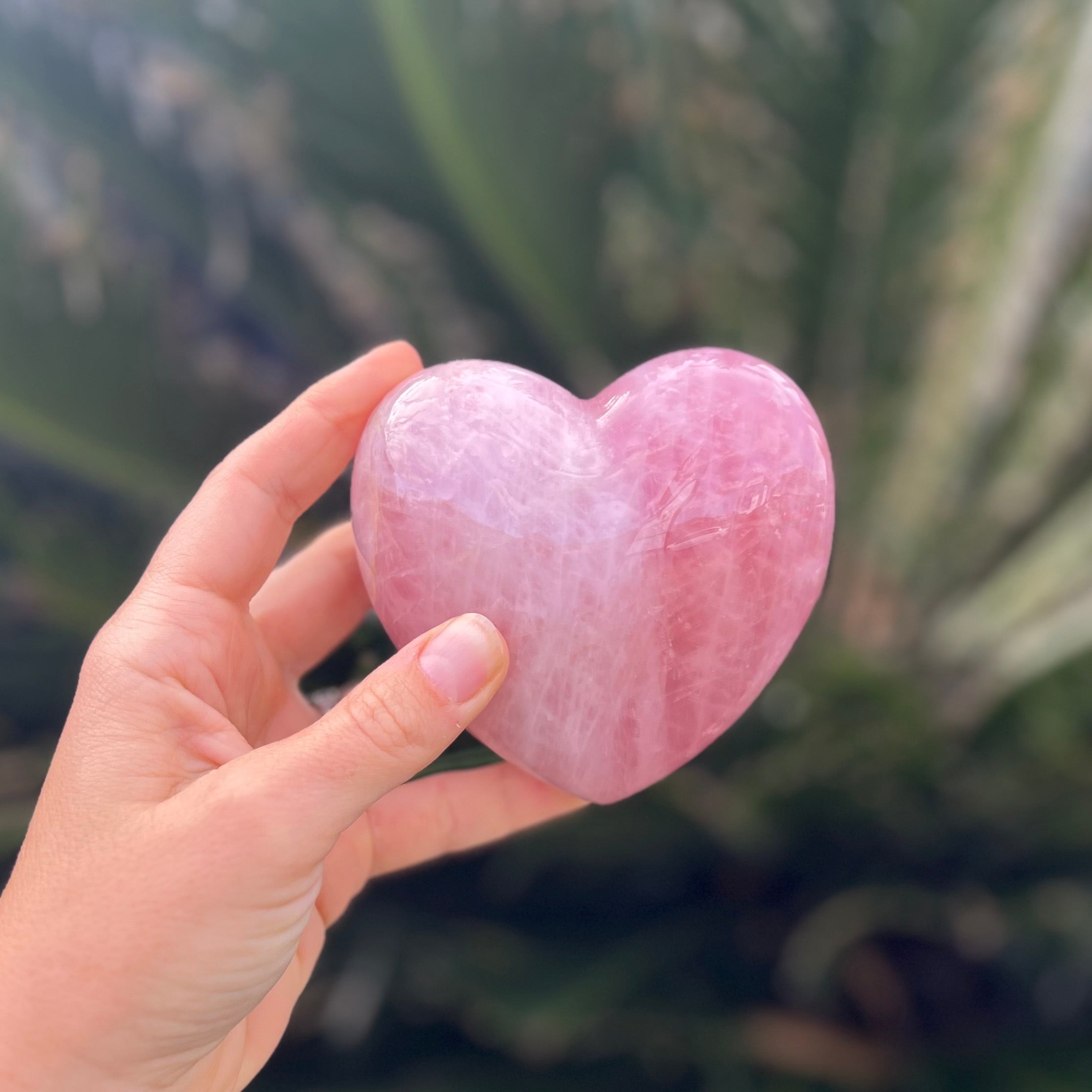 Rose Quartz Puffy Large Heart