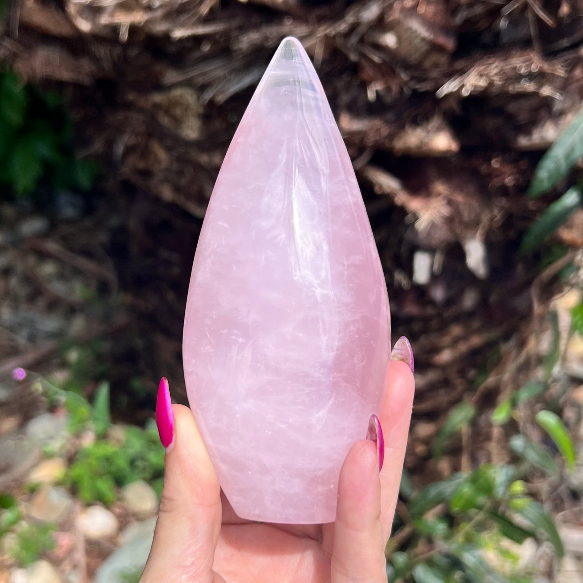 Rose Quartz Tear Drop Carving