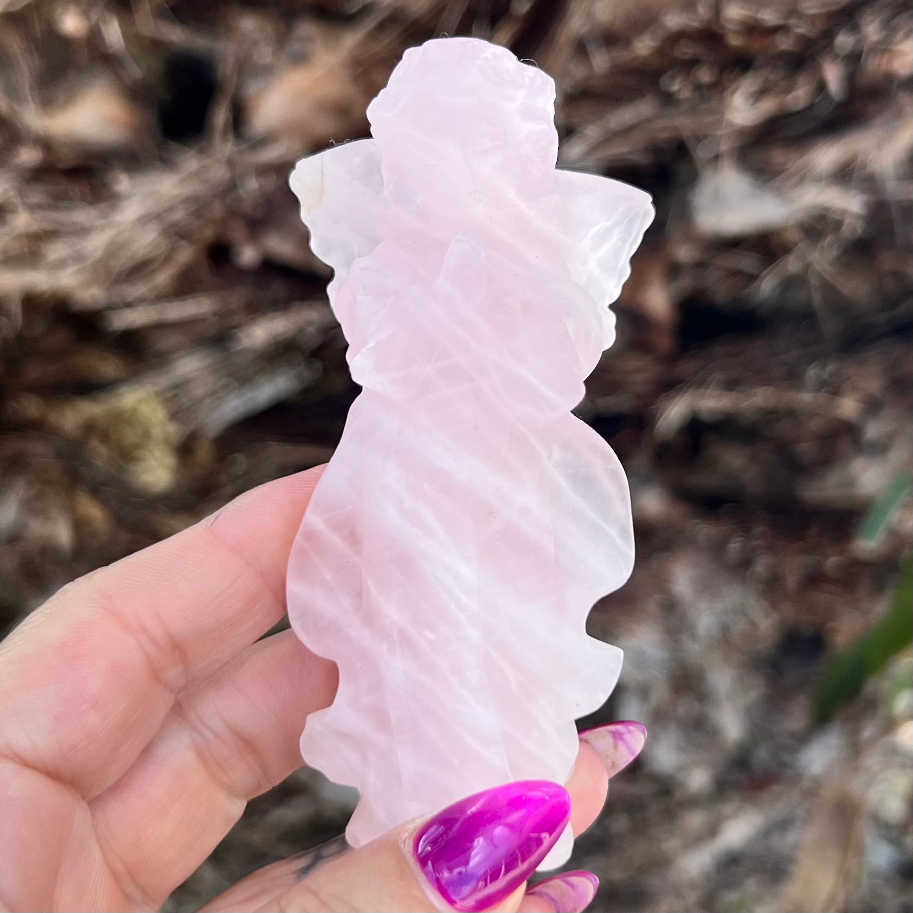 Memorial Angel ~ Rose Quartz Carving