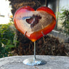 Carnelian Geode Heart on Stand