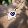 Silver Hamsa Protection with Evil Eye Necklace