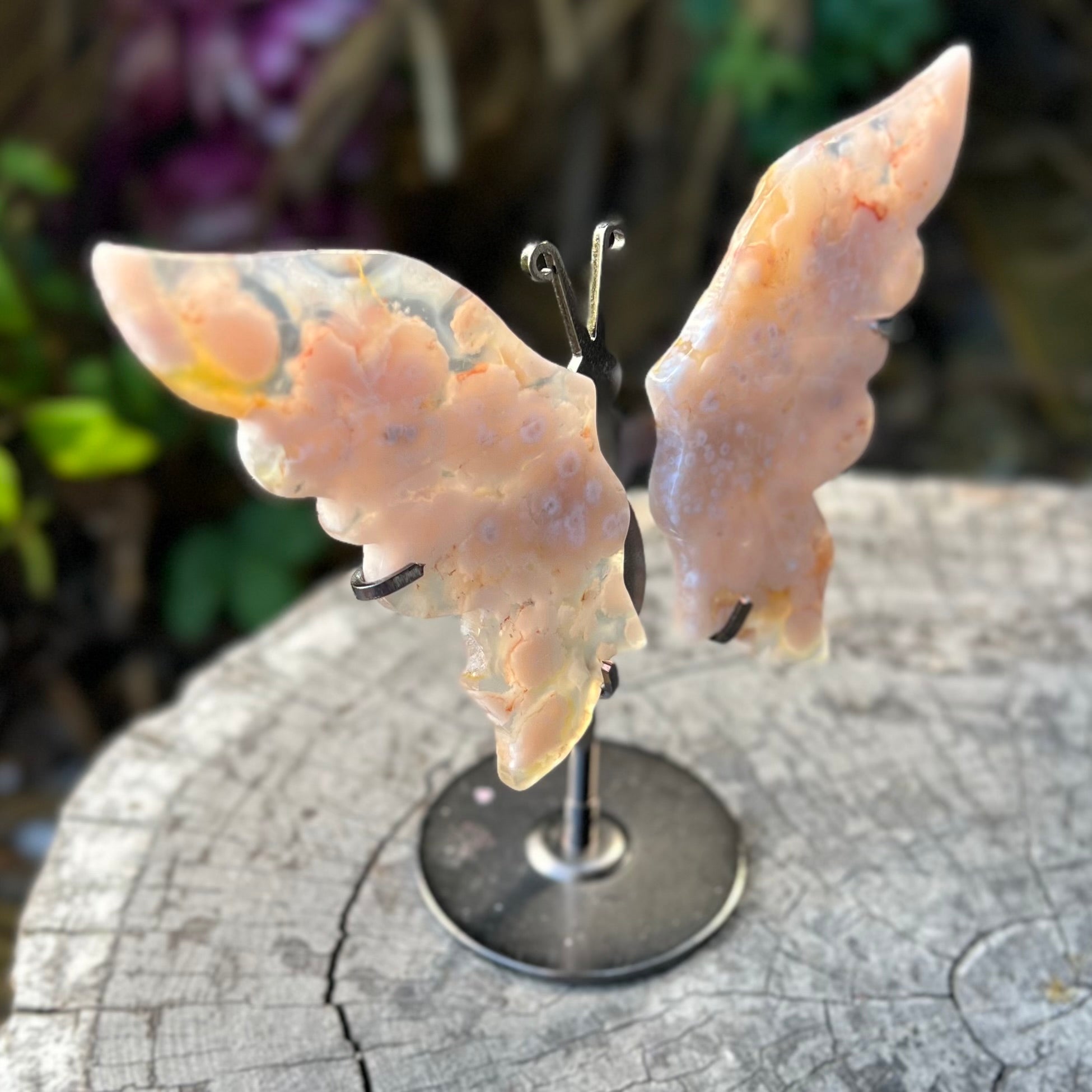 Flower Agate Butterfly Carving