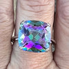 Mystic Topaz ~ Cushion Cut Sterling Silver Ring ~ size 9