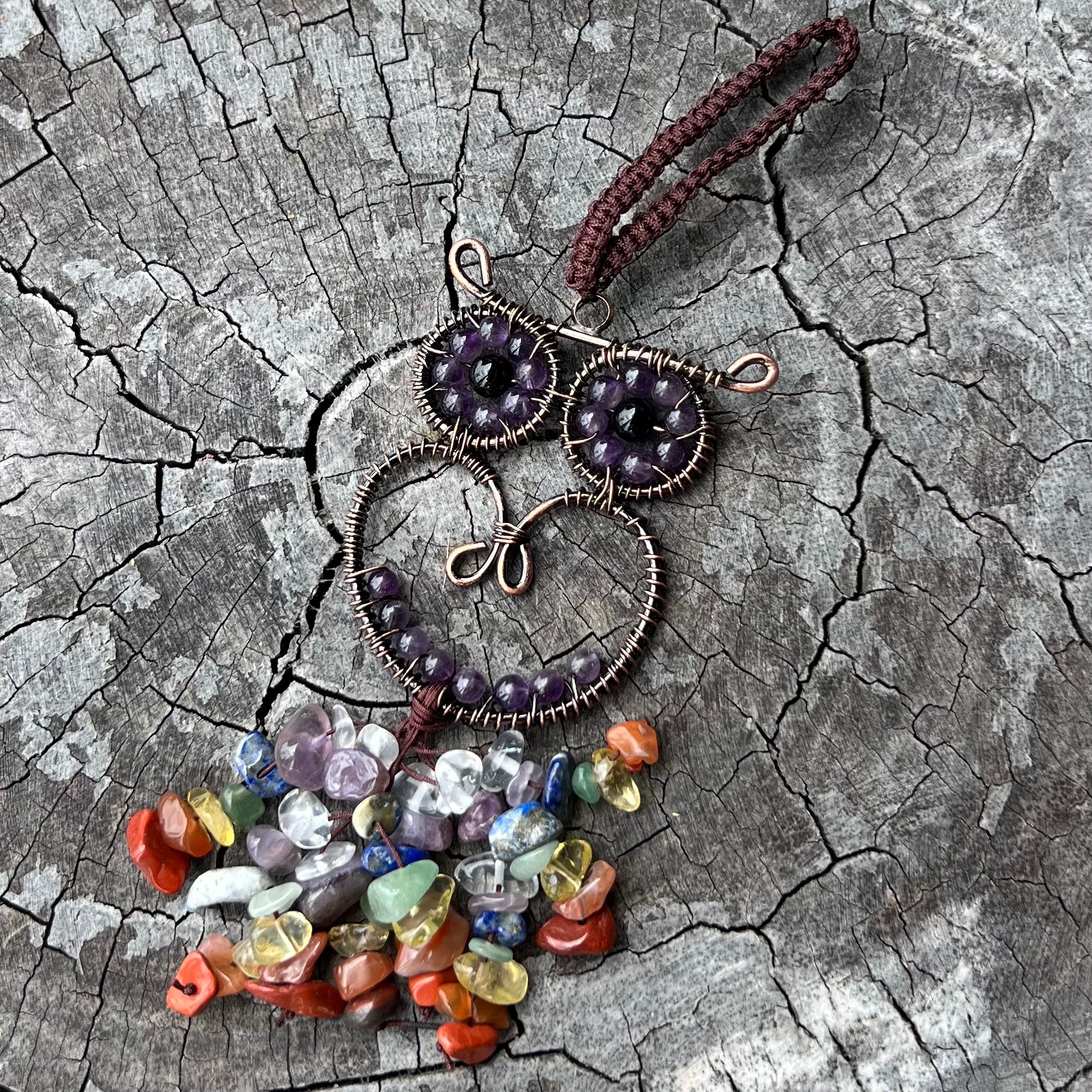 Chakra Hanger ~ Owl ~ Amethyst