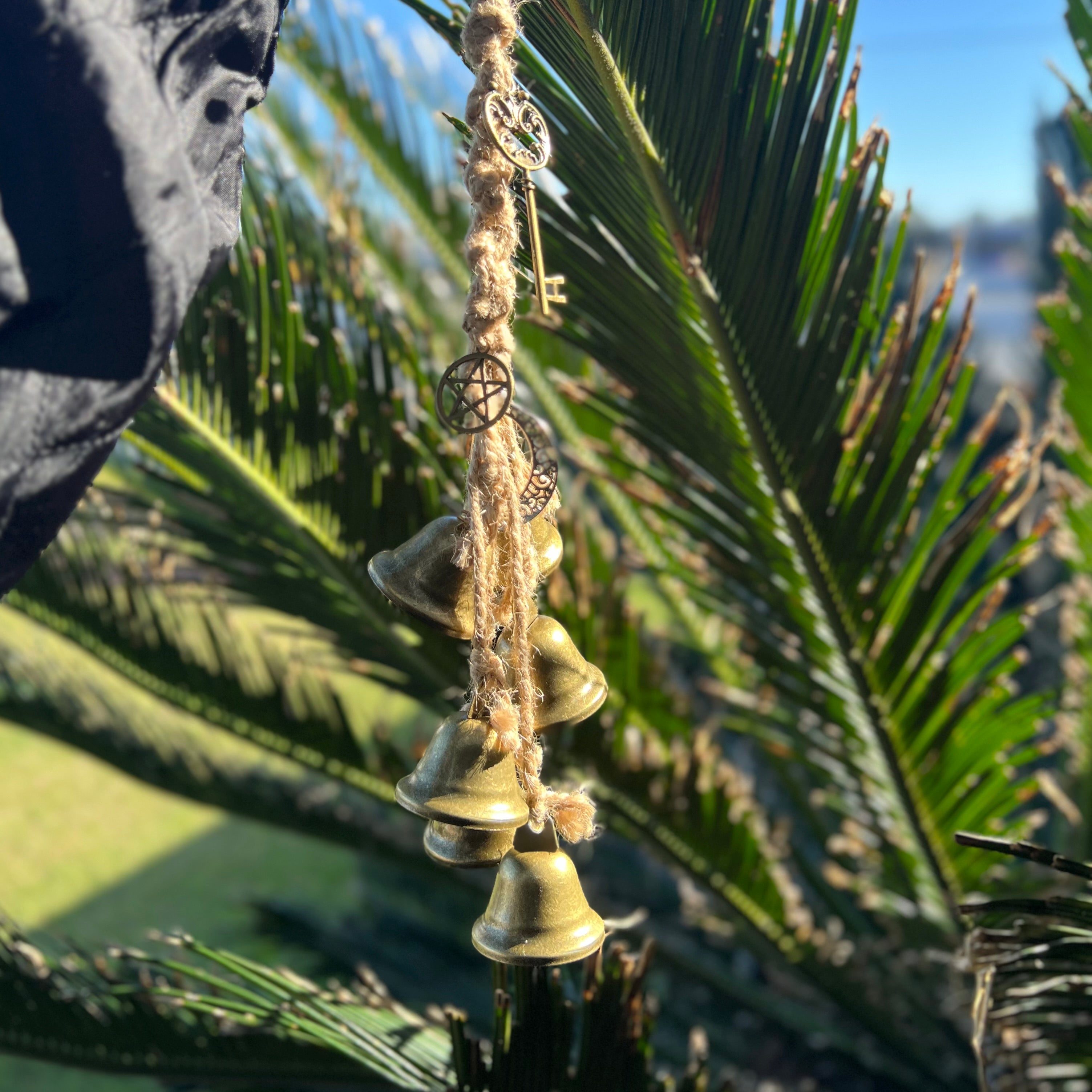 Witches Protection Bells ~ Moon and Key Hanger