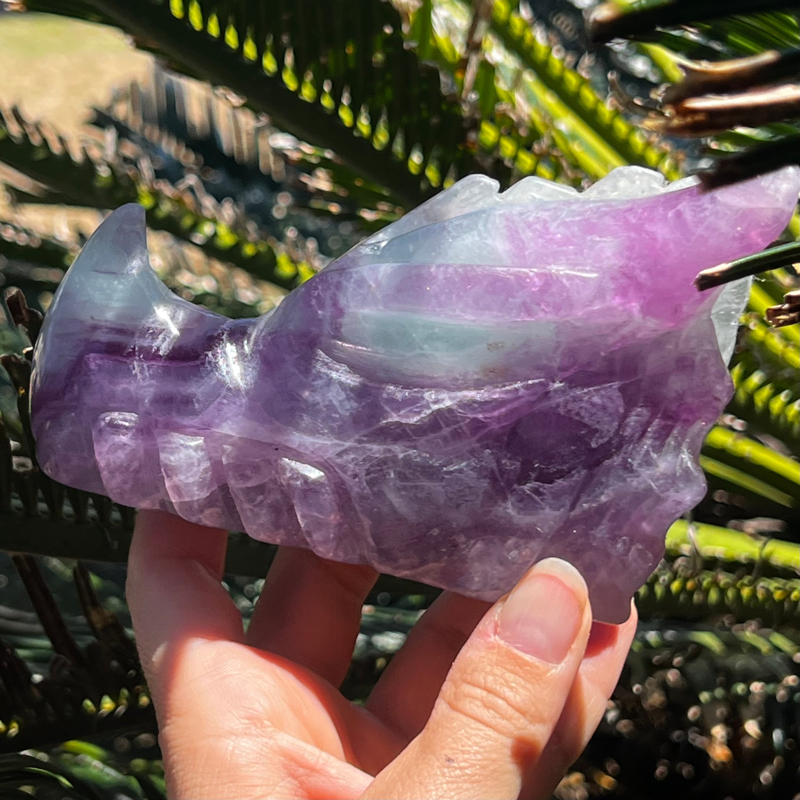 Rainbow Fluorite Dragon Head Carving