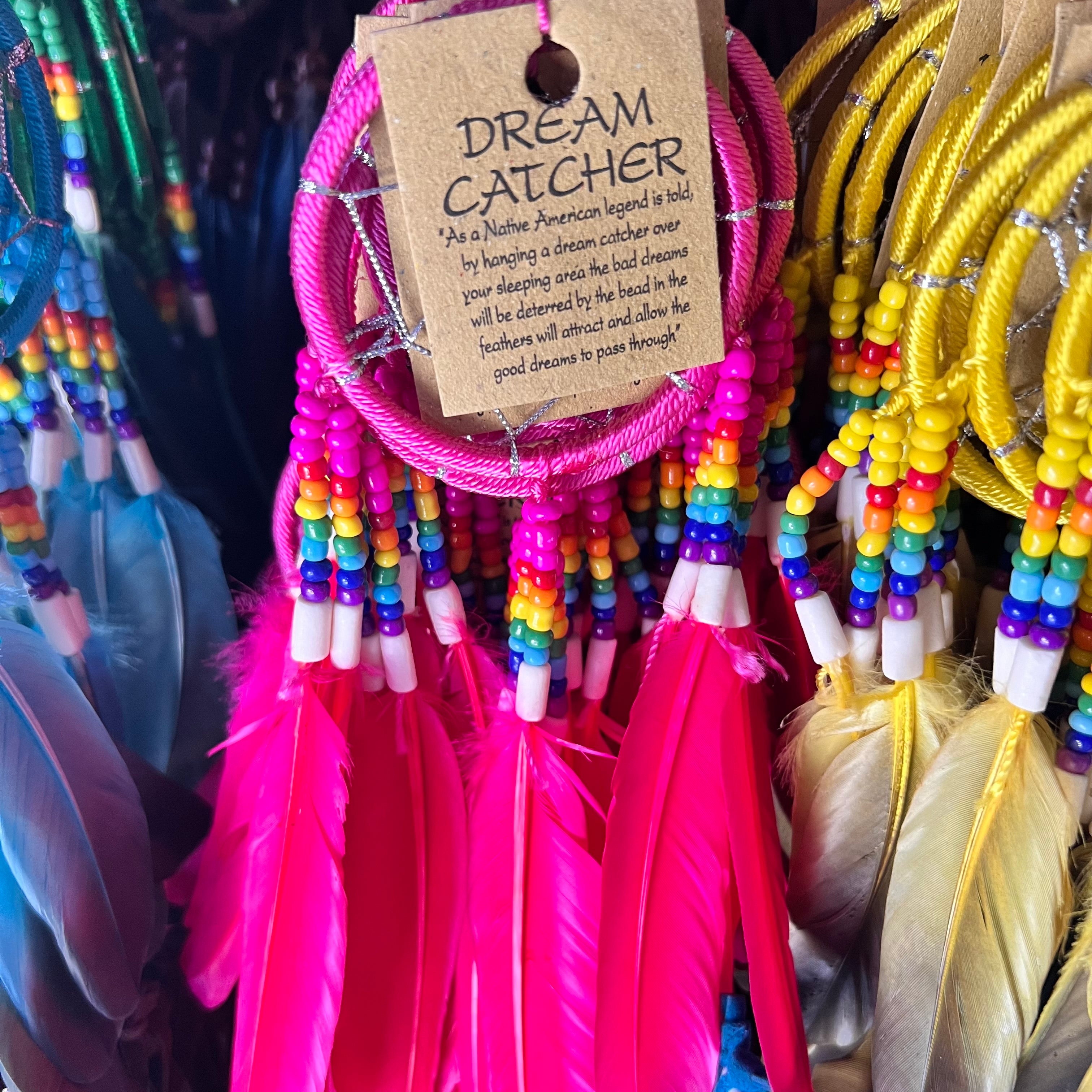 Tree of Life Native Rainbow Dream Catcher ~ Hot Pink