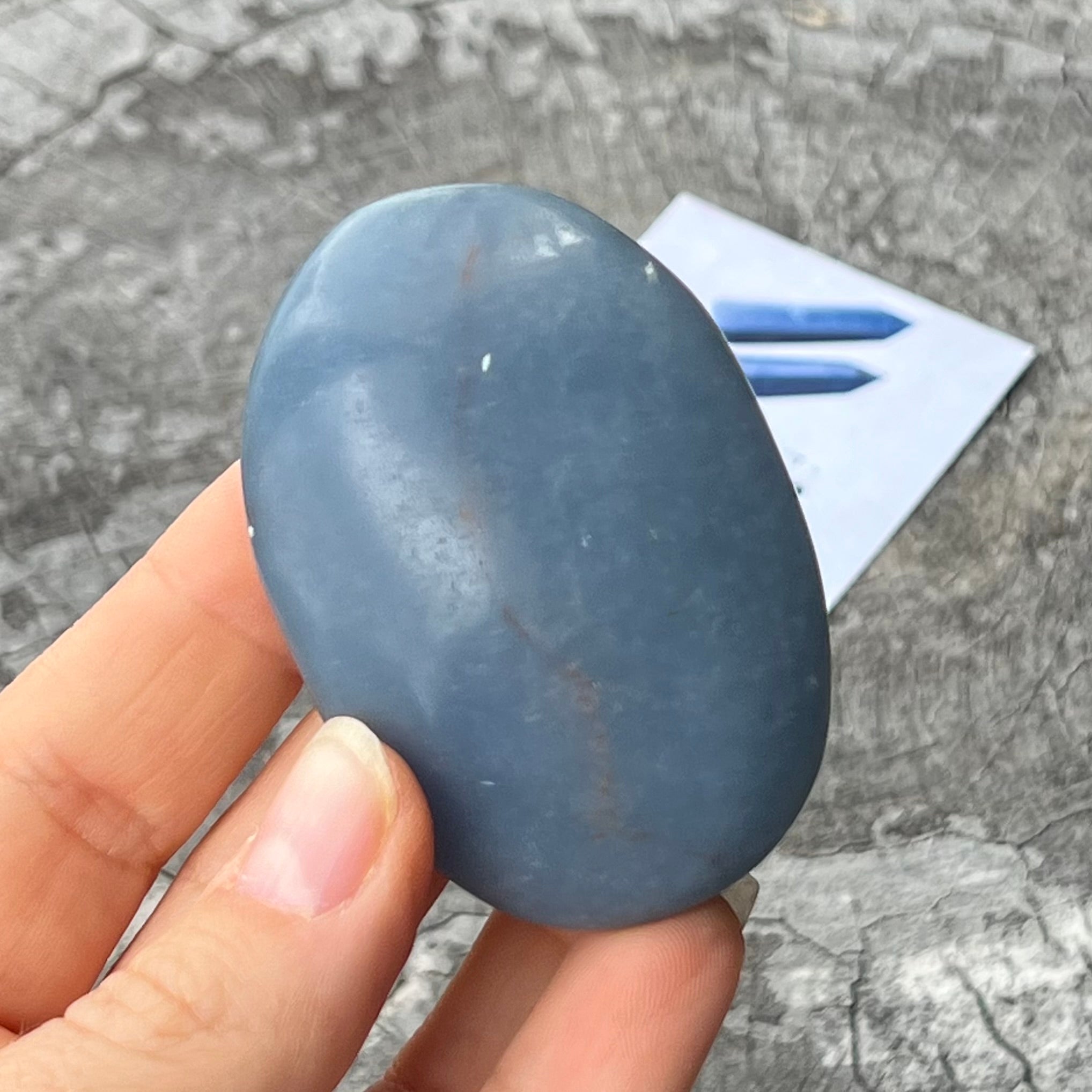 Angelite Palmstone ~ Specialty Boxed Crystal