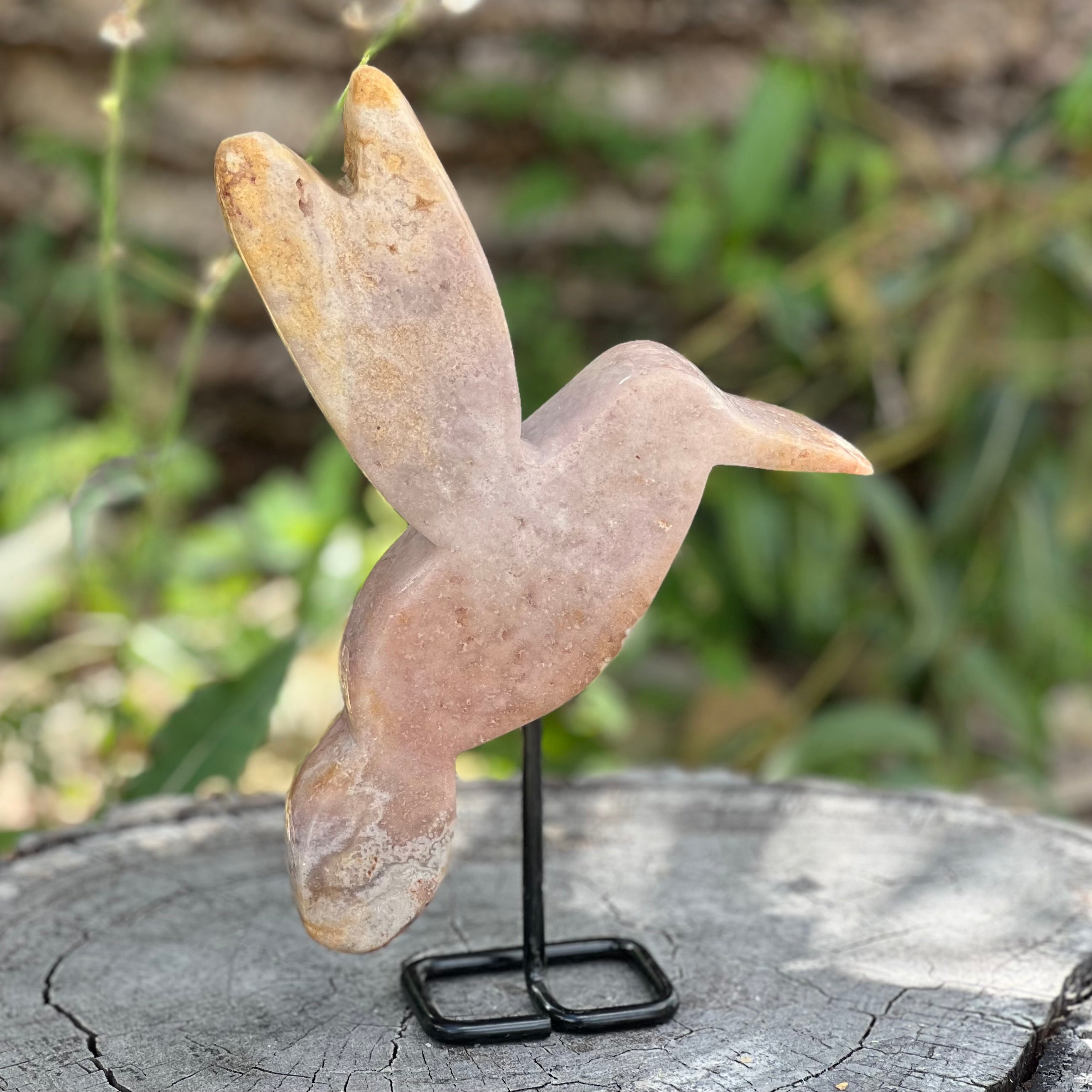 Pink Amethyst Hummingbird on Stand