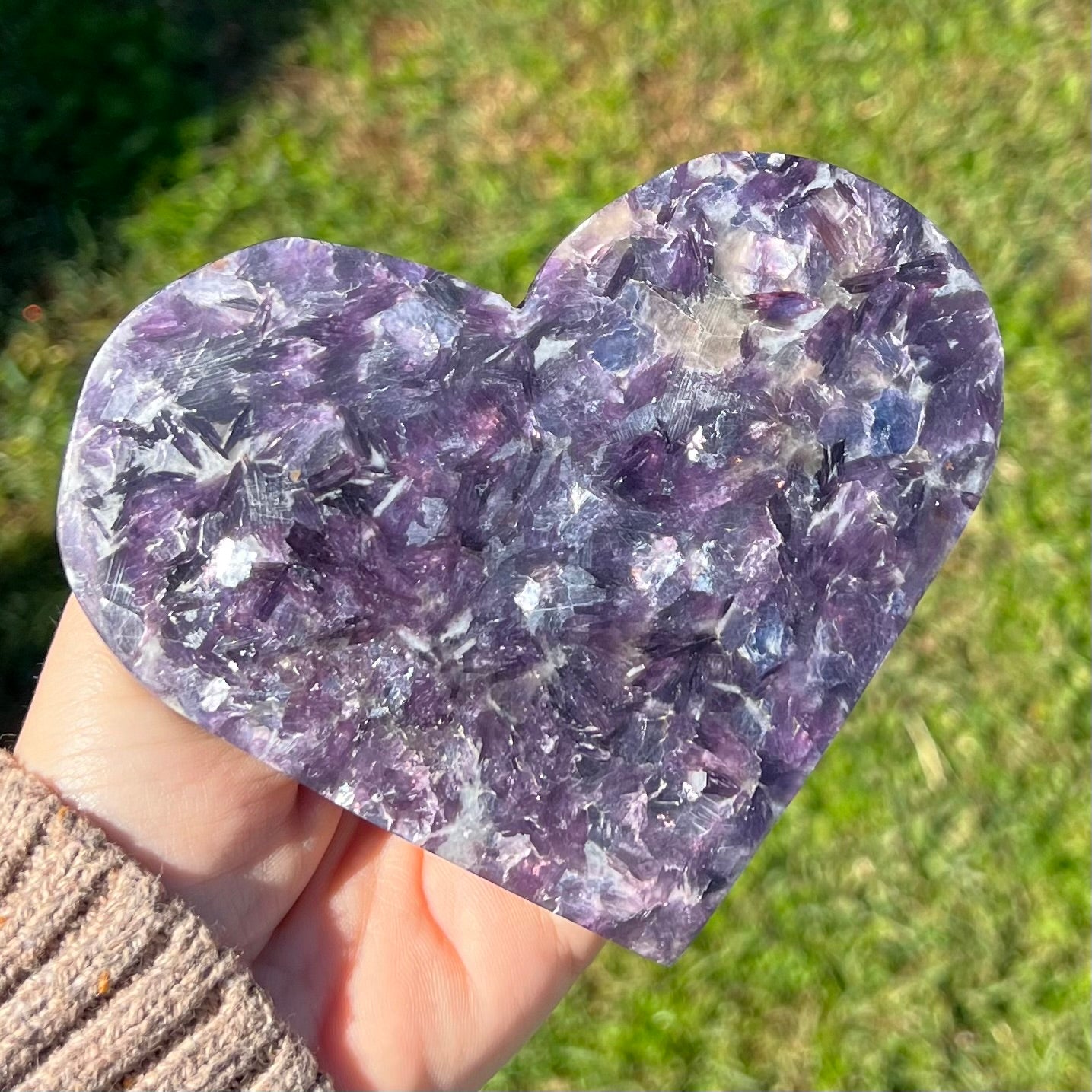 Lepidolite Heart Carving on Stand