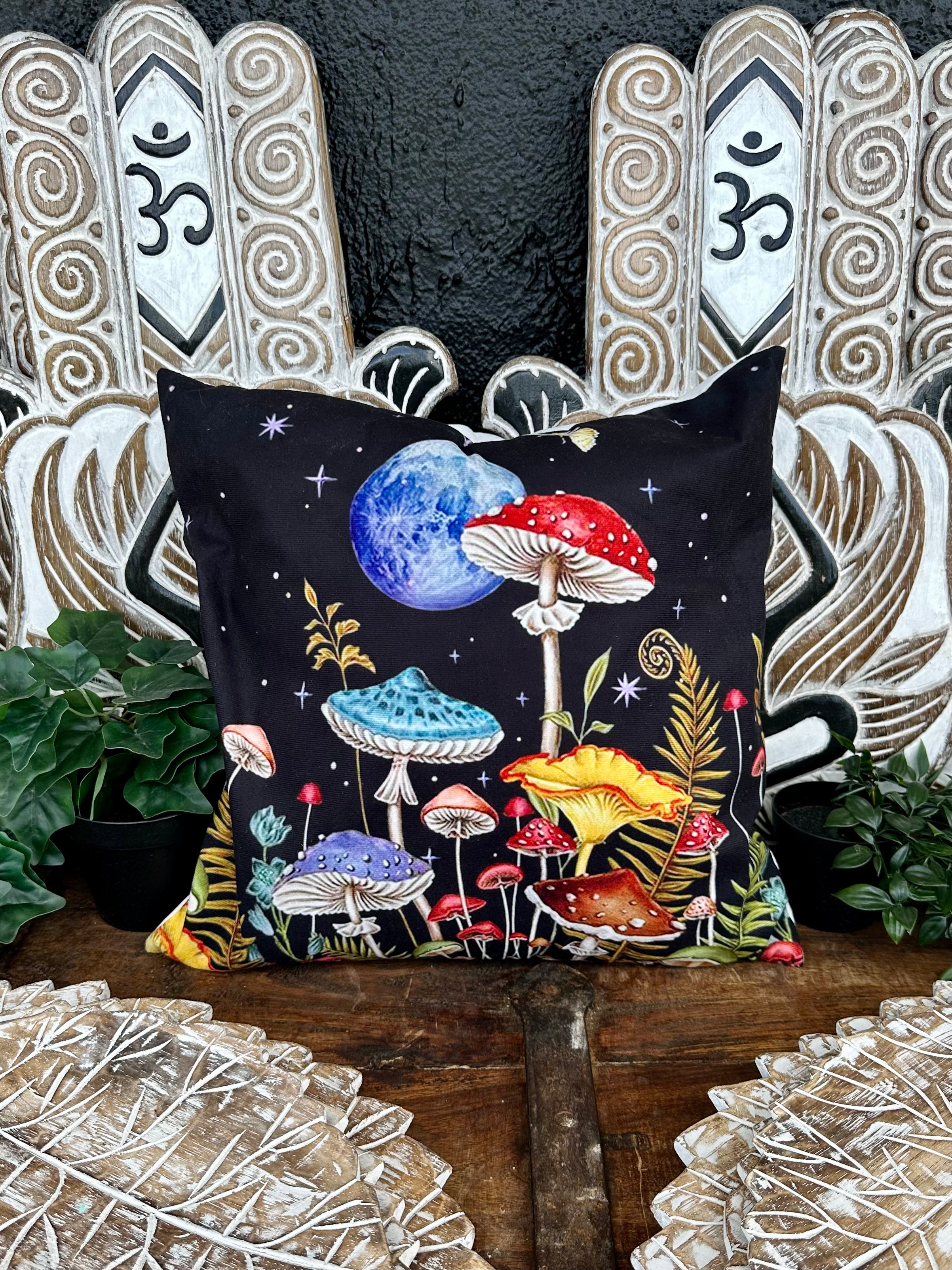 Mushroom Garden Pillow Cover - Muse Crystals & Mystical Gifts