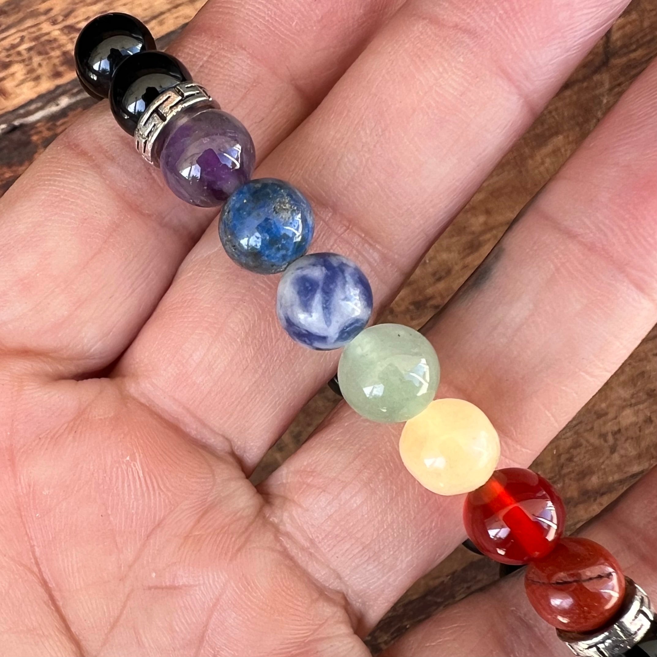 Chakra & Black Obsidian Bracelet