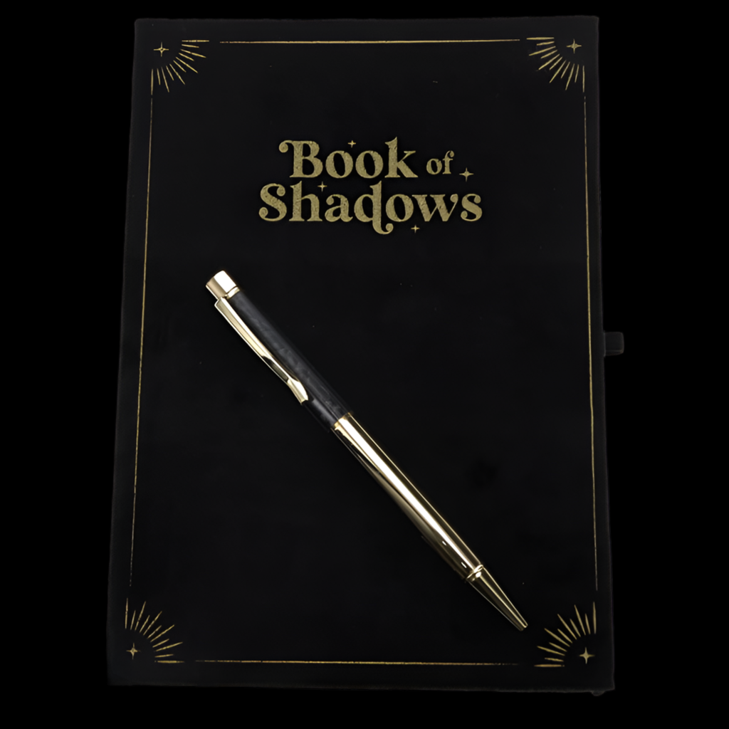 Book Of Shadows Journal With Black Obsidian Crystal Pen