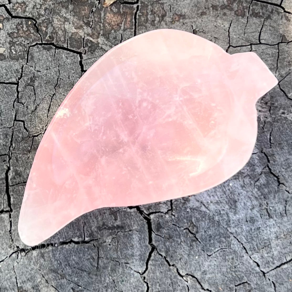 Rose Quartz Leaf Trinket Bowl