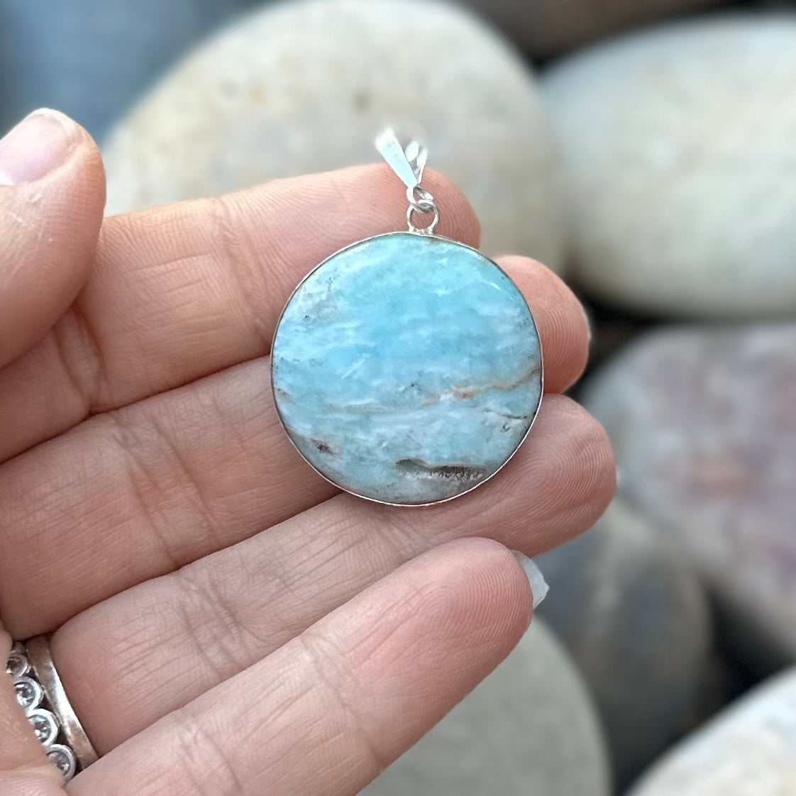 Round Caribbean Calcite Pendant