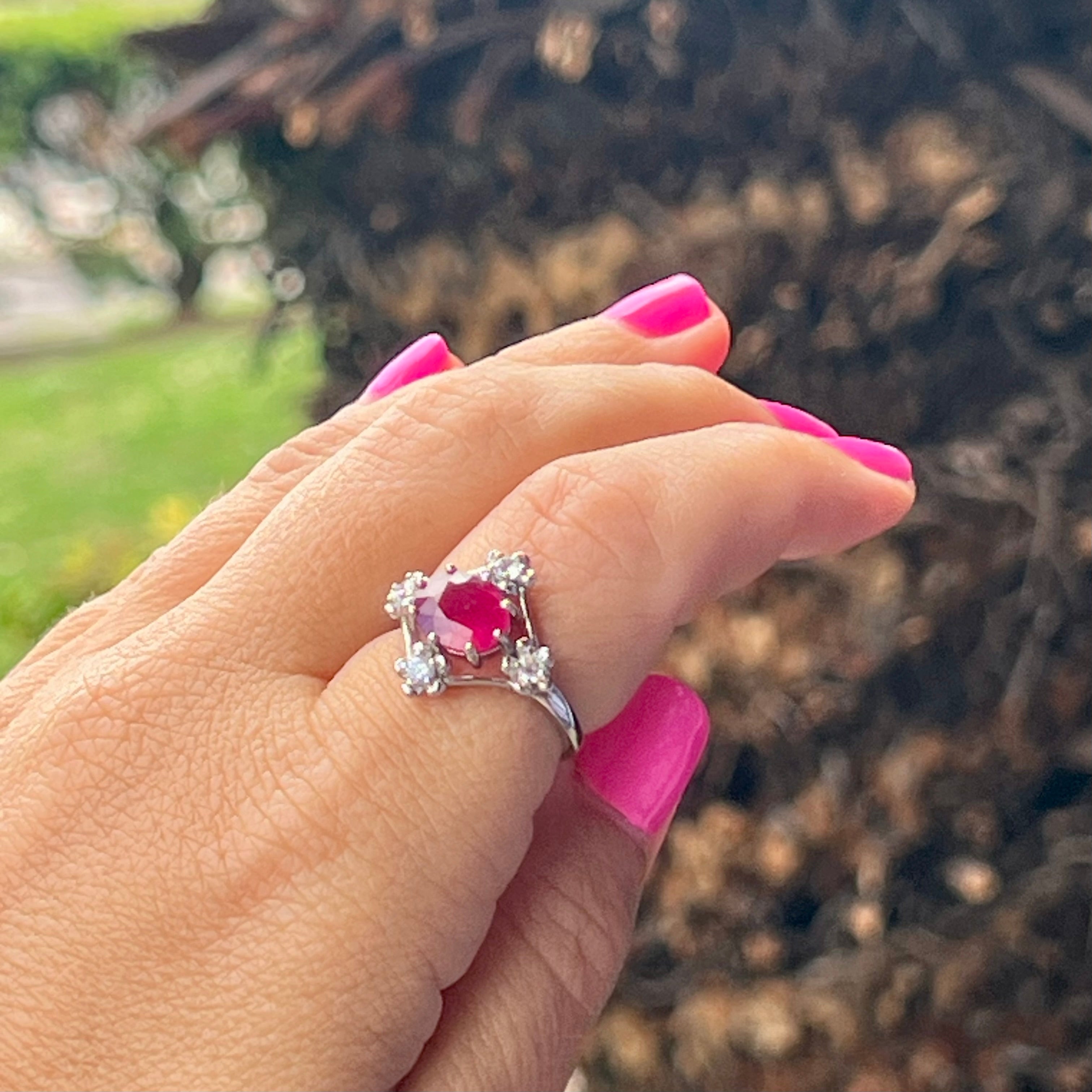 Ruby in Sterling Silver Ring ~ size 7
