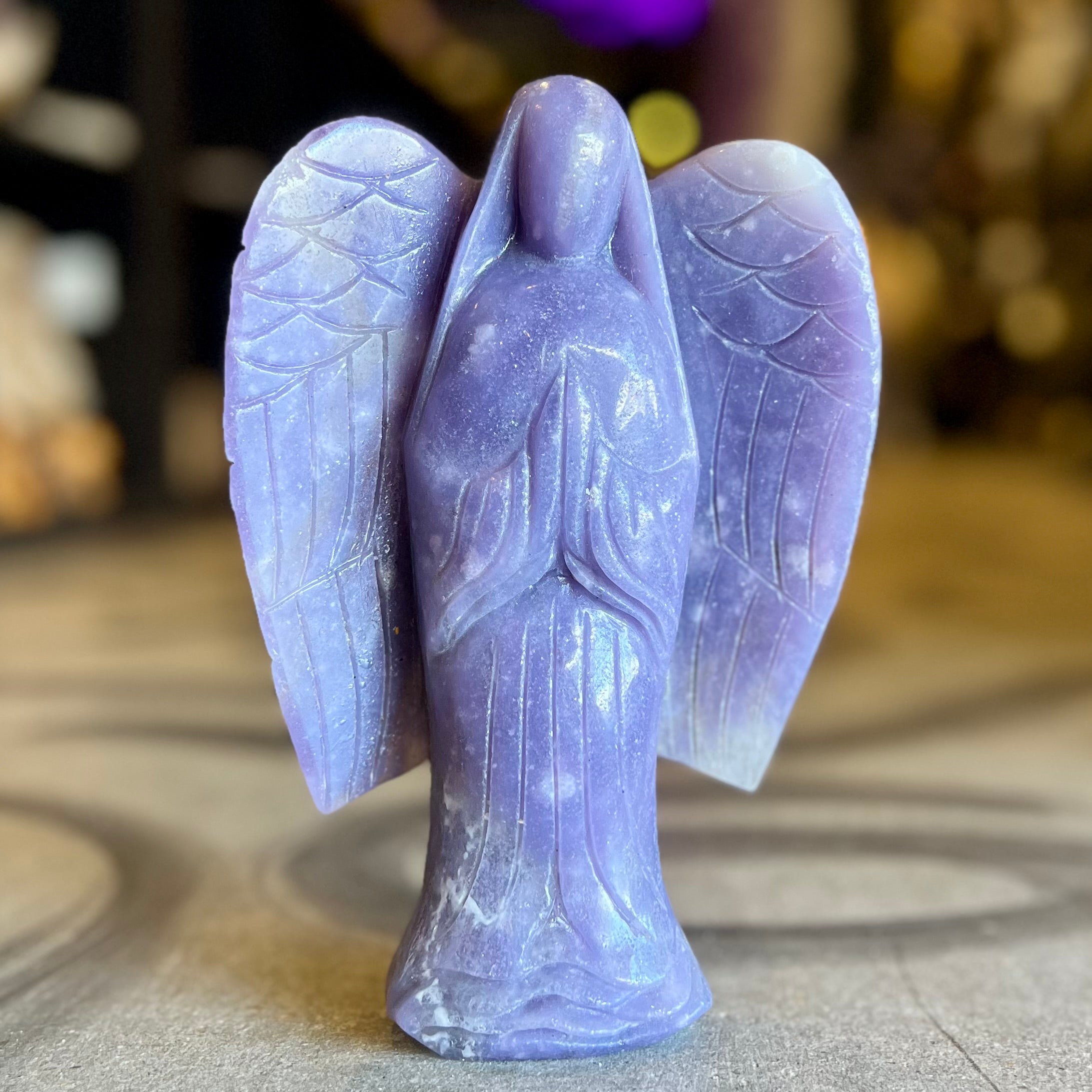 Lepidolite Angel Carving