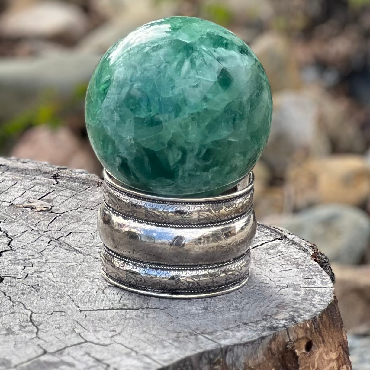 Emotional Balancing  Green Fluorite Sphere