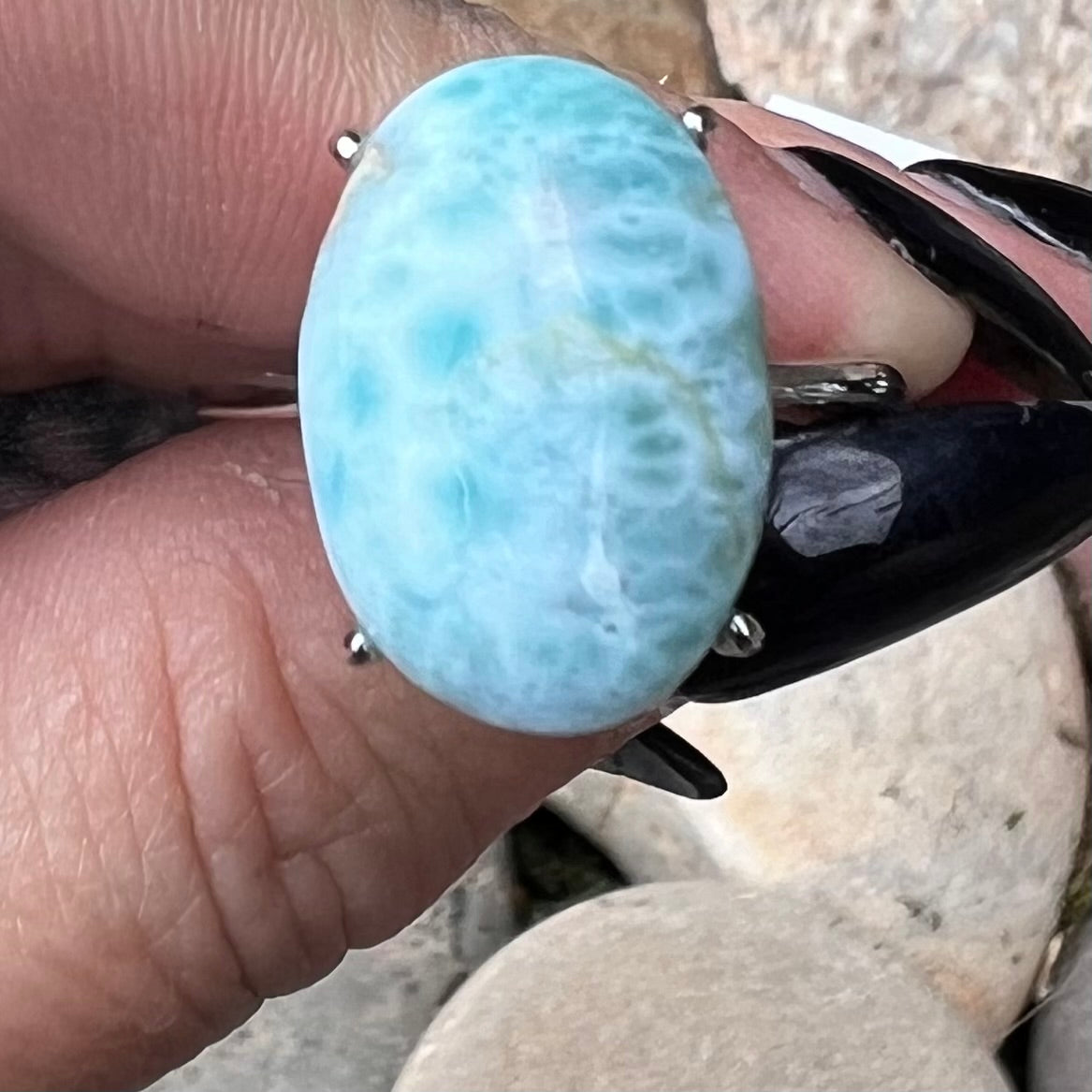 Larimar ~ Sterling Silver Ring ~ Size 10