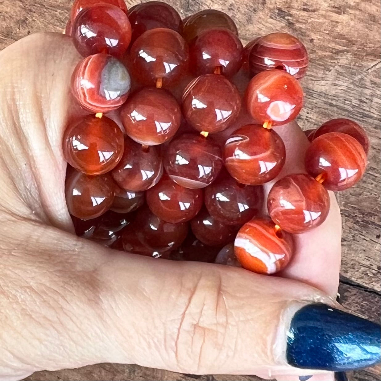 Carnelian Beaded Bracelet ~ Large Fit