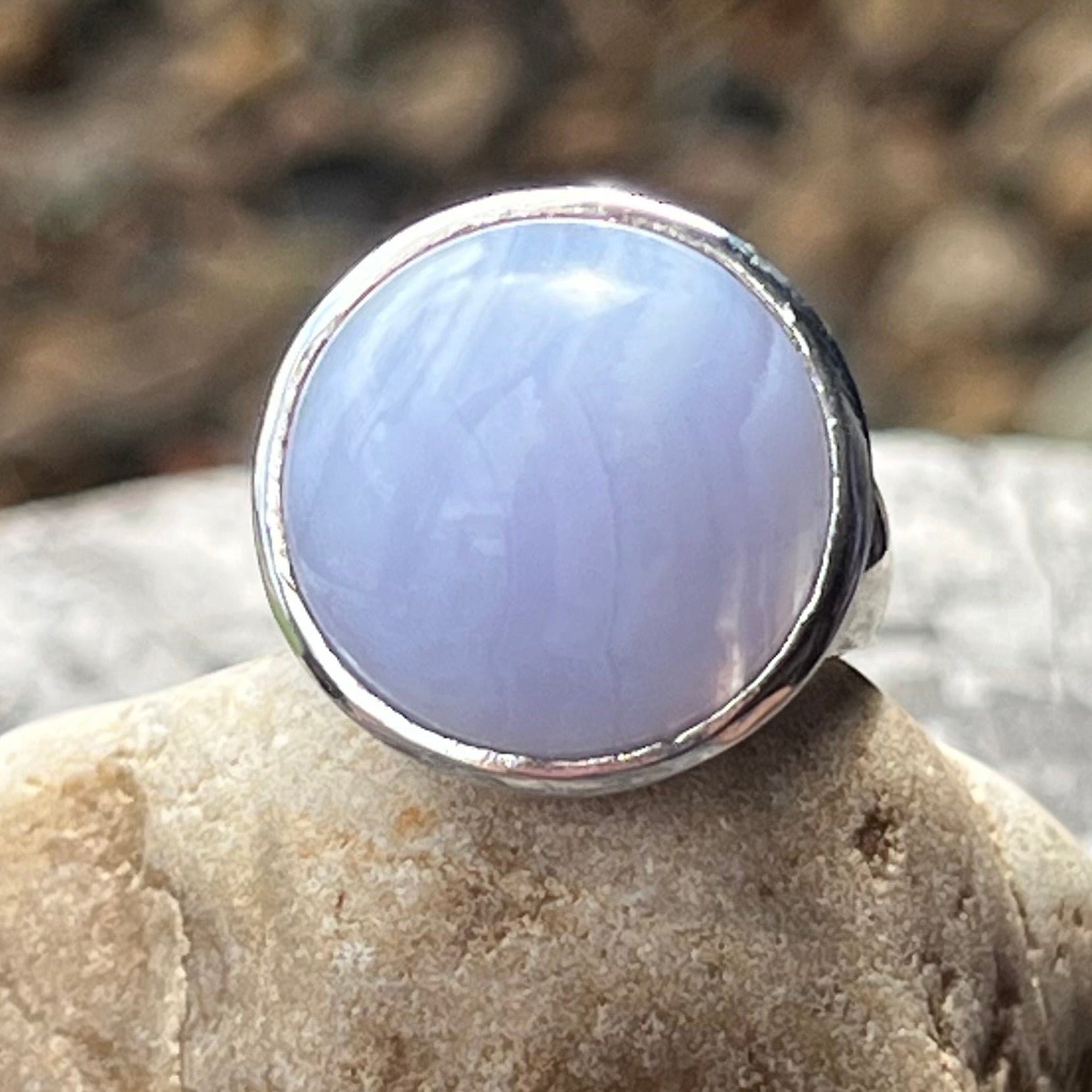 Blue Lace Agate~ Sterling Silver Ring ~ size 8.5