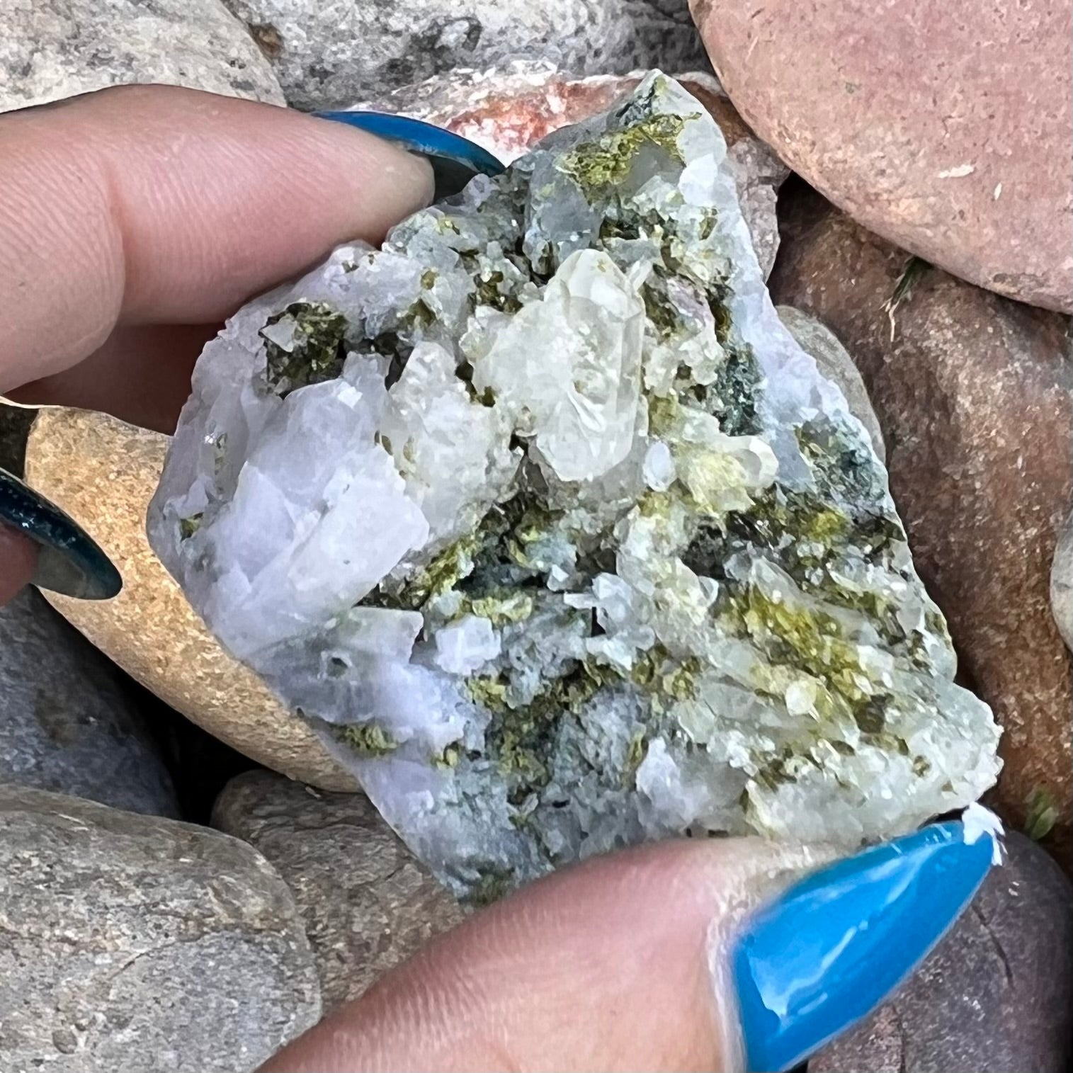 Epidote on Garden Quartz Natural ~ Specialty Crystal