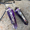 Amethyst & Chakra Long Pencil Double Pointed Crystal Necklace