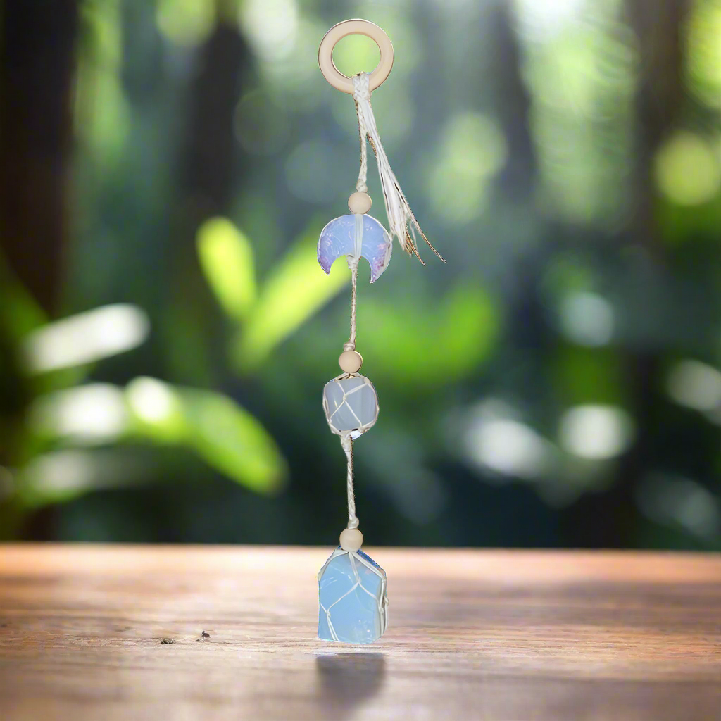 Triple Opalite Macrame Crystal Hanger