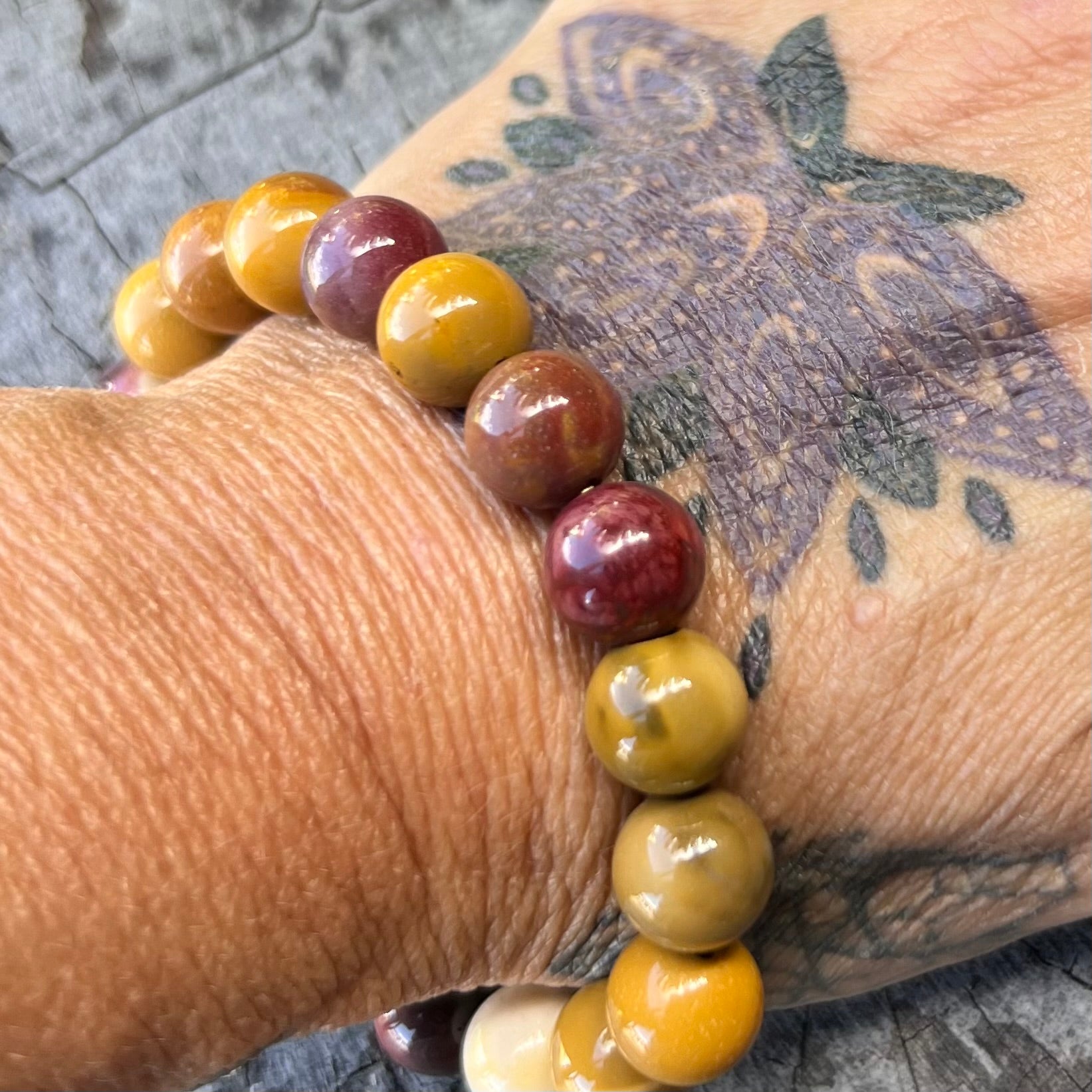 Mookaite Beaded Bracelet ~ Large Fit