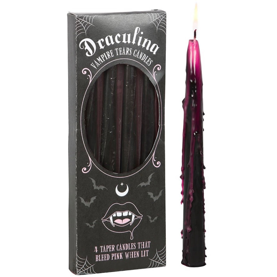 Draculina Pink ~ Vampire Tears Tapered Candles