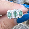 Emerald with Moissonite in Sterling Silver Ring ~ size 6