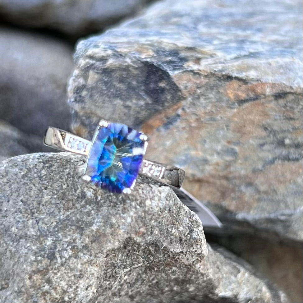 Mystic Blue Topaz ~ Sterling Silver Ring ~ size 8