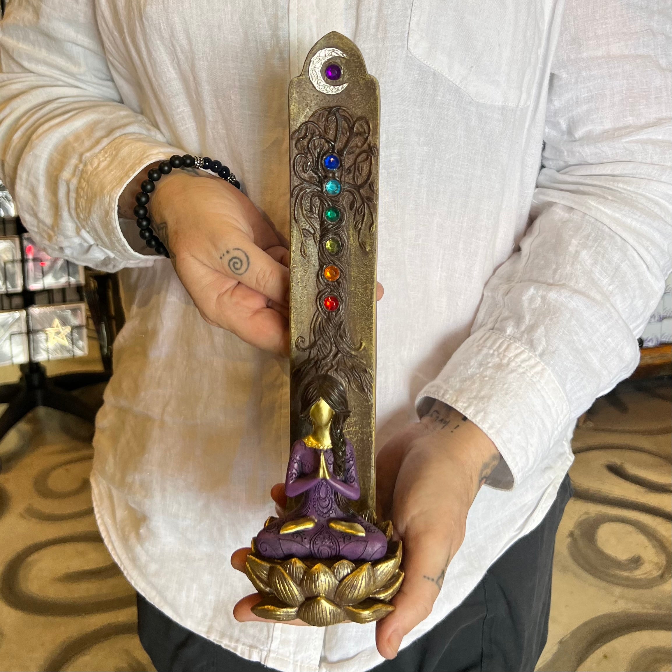 Chakra Meditation Incense Burner ~ Purple