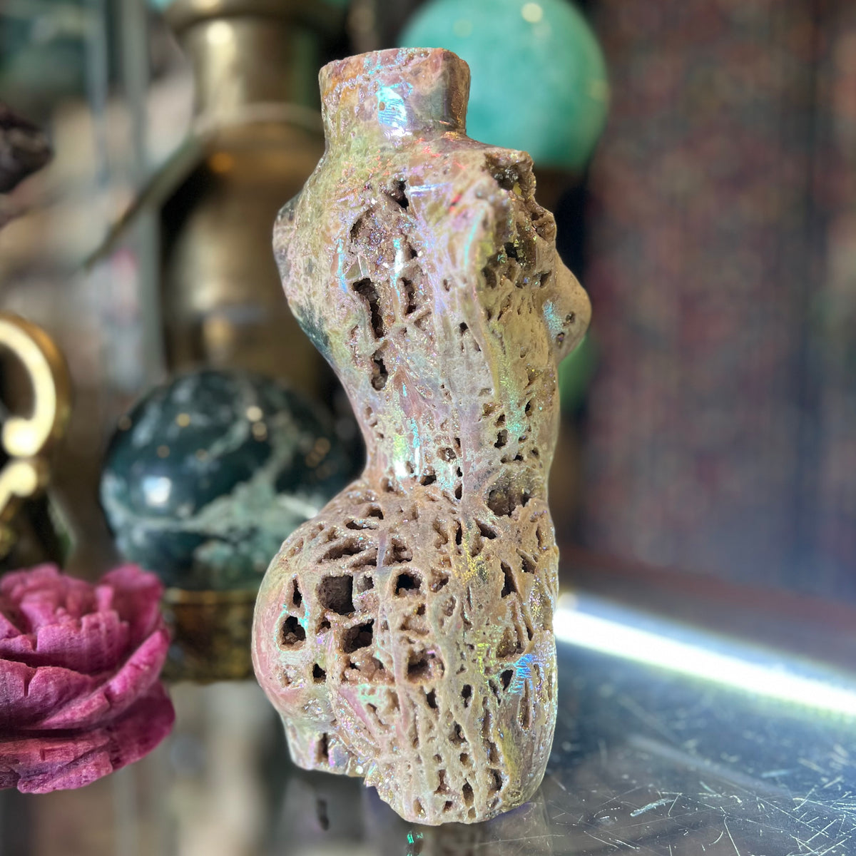 Booty Licious Electroplated Sphalarite Lady Body Carving