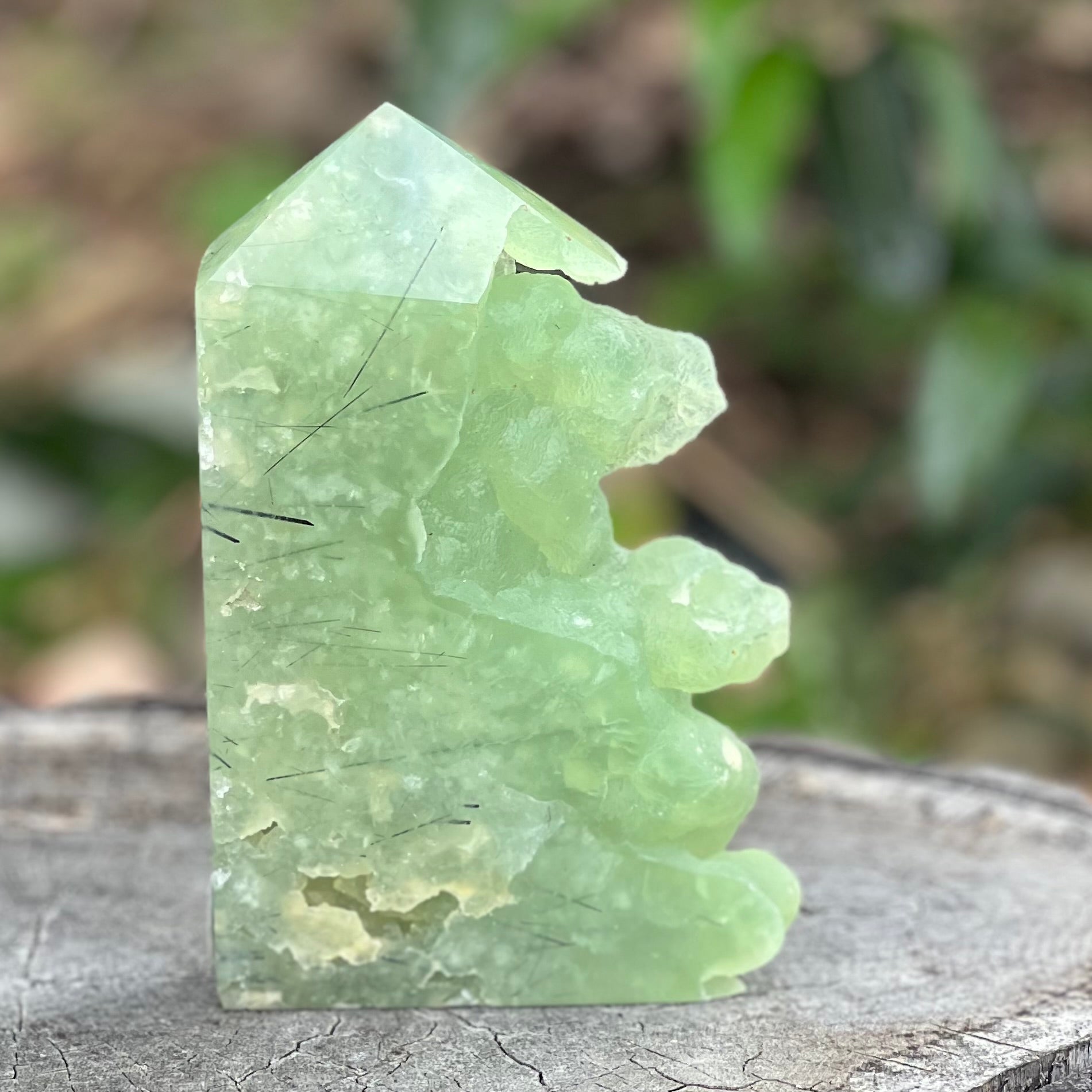 Prehnite Semi Raw Tower