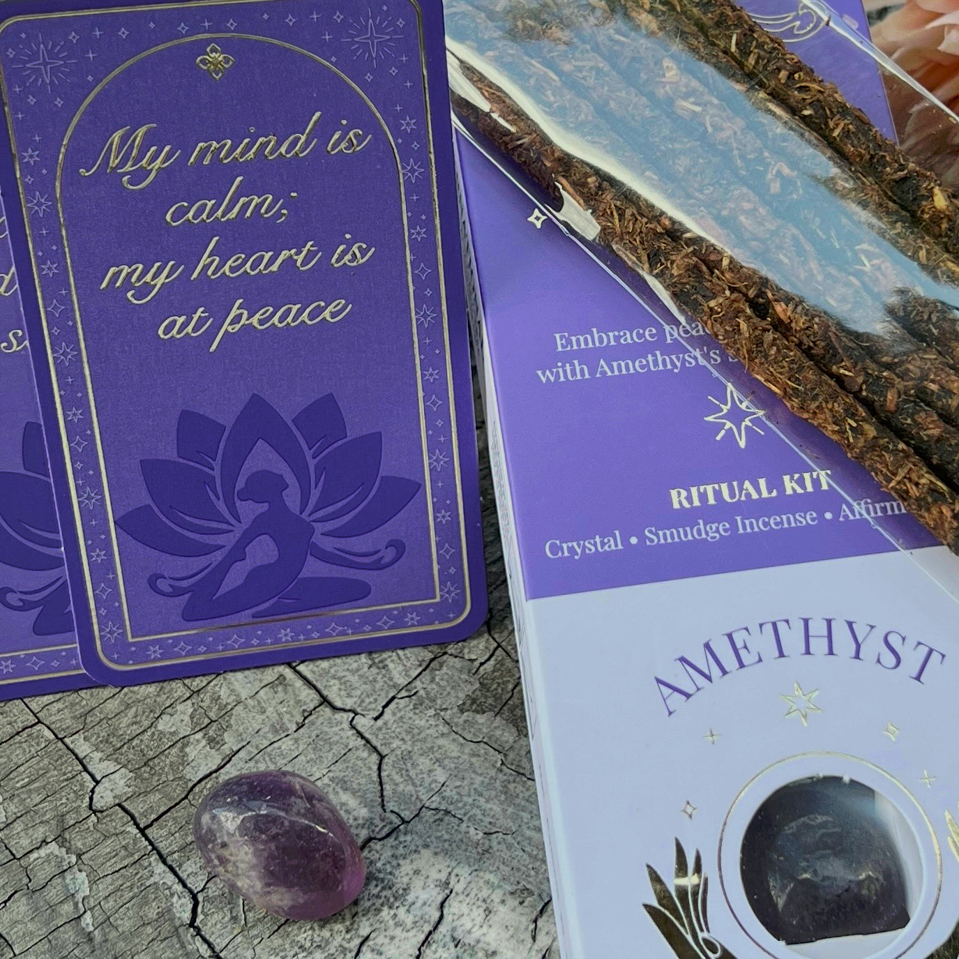 Affirmation of Peace ~ Amethyst Incense Kit