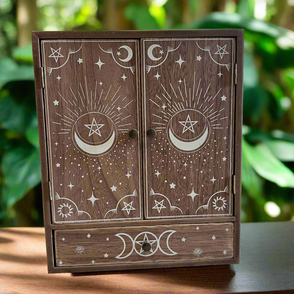 Wiccan Wooden Trinket Wardrobe