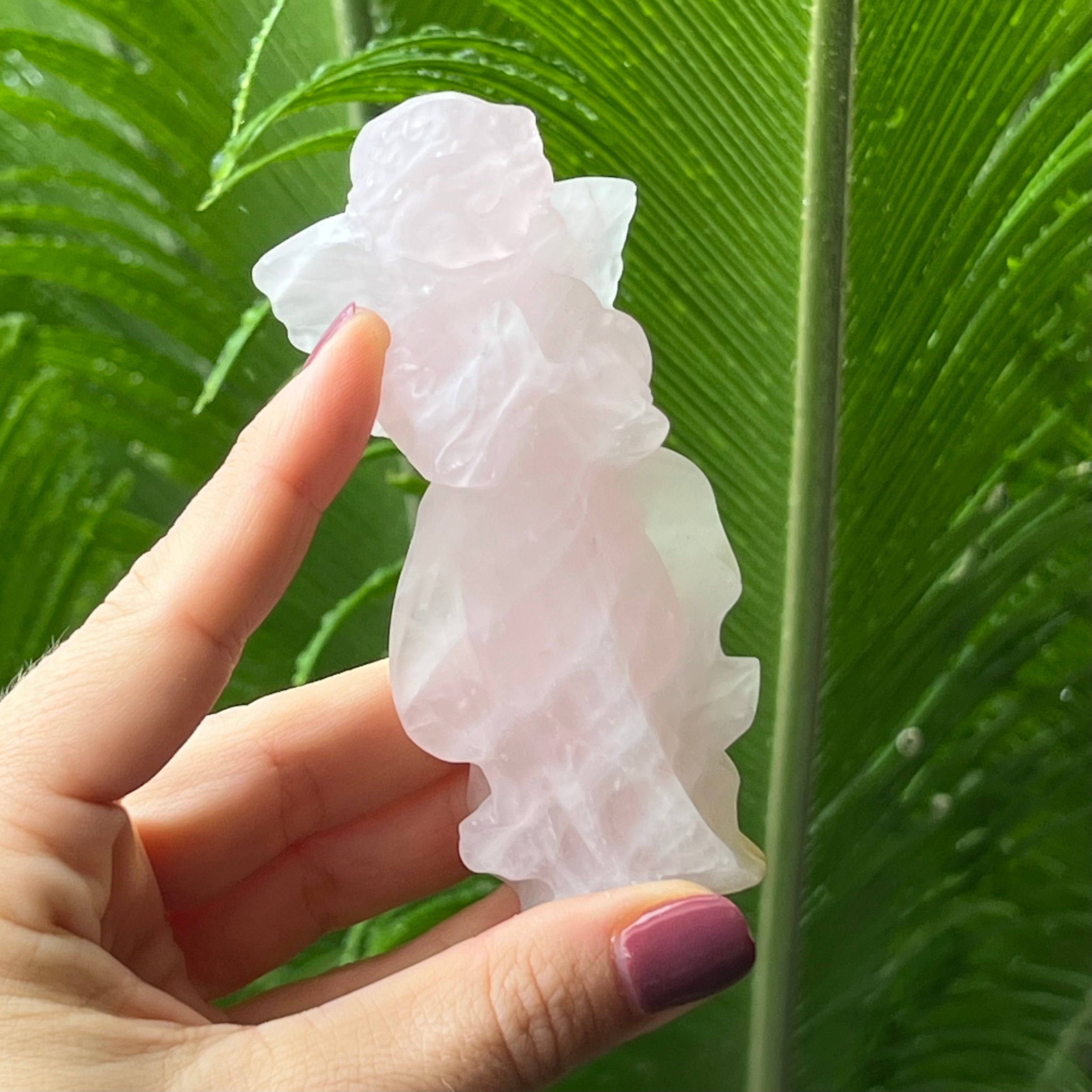 Memorial Angel ~ Rose Quartz Carving