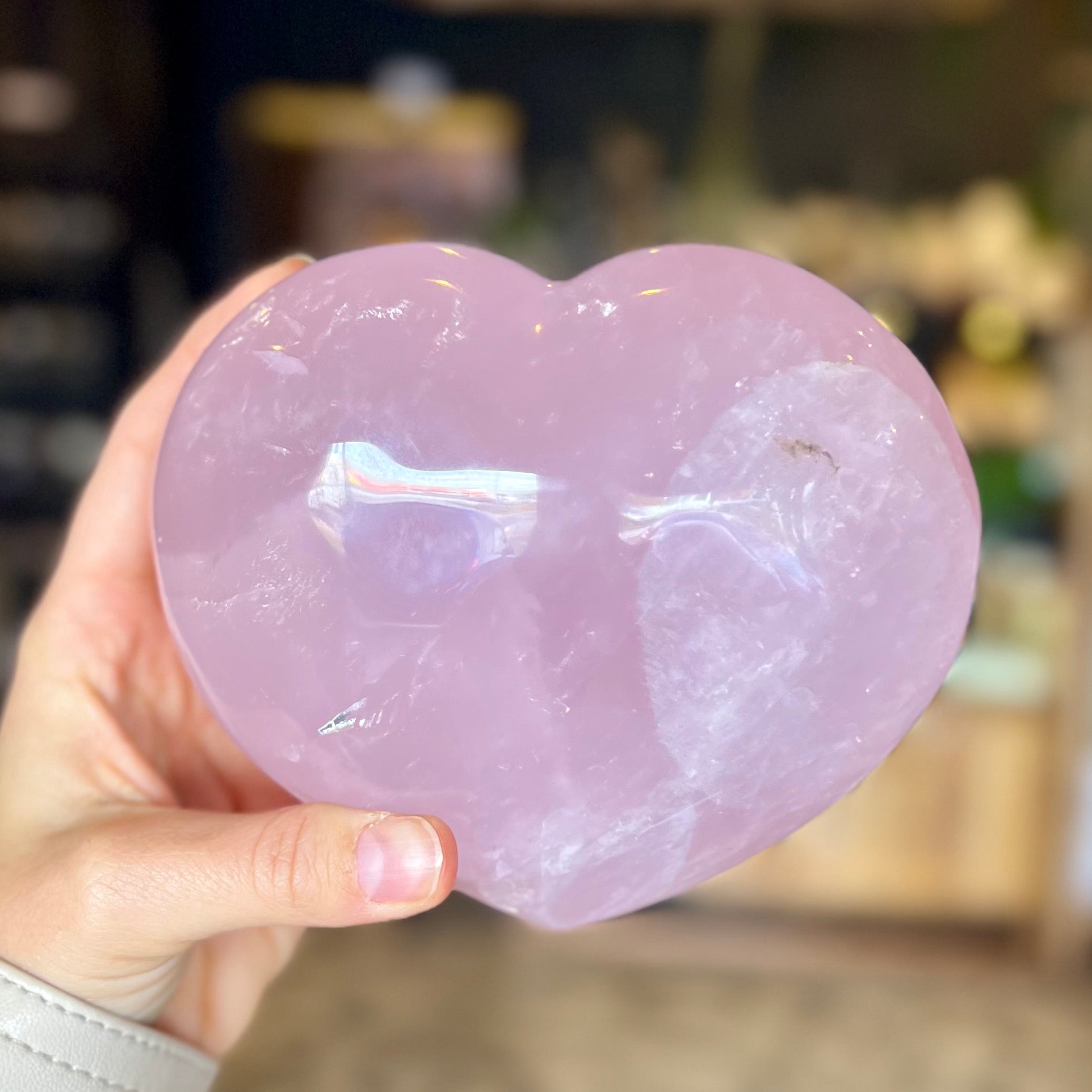 Large Rose Quartz Puffy Heart