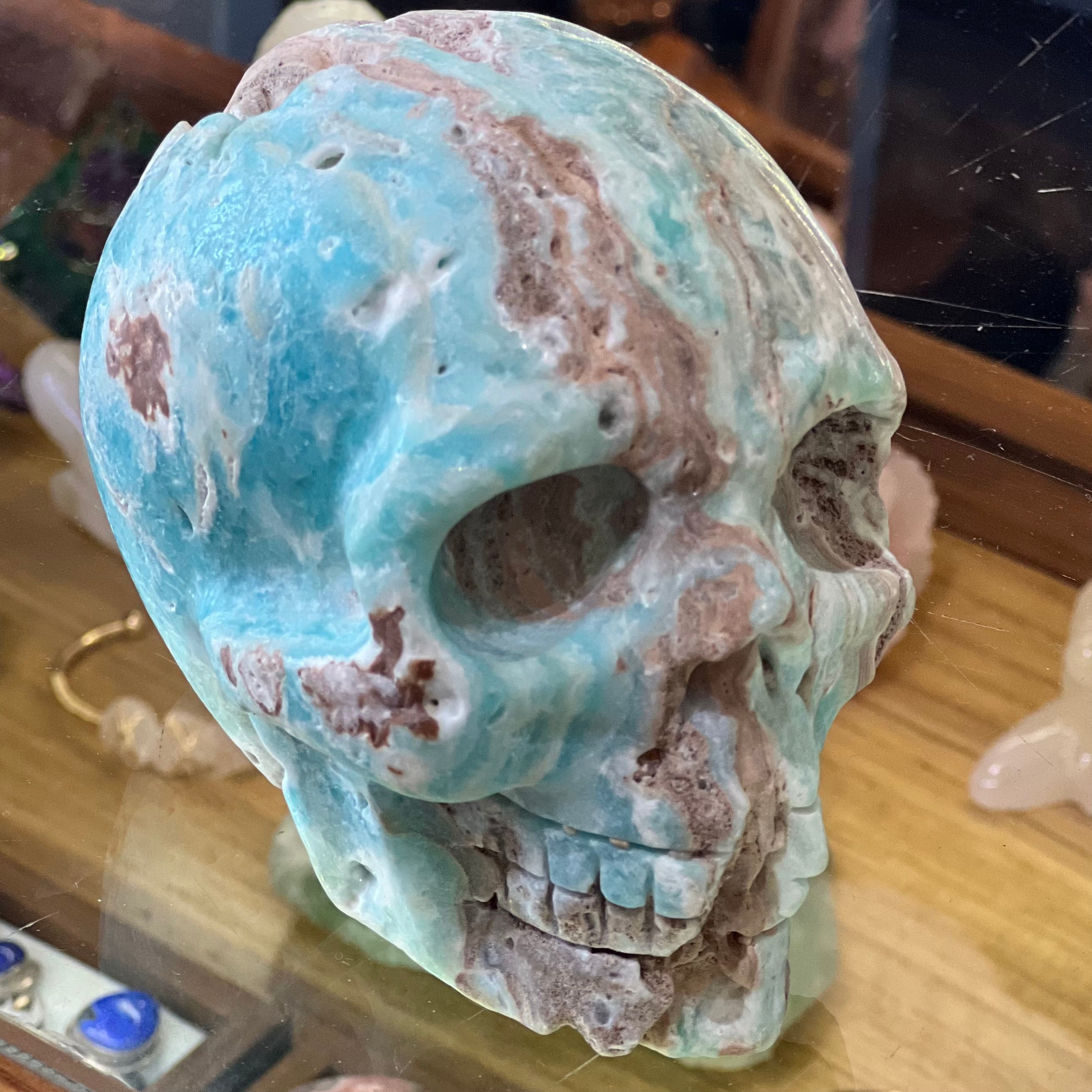 Caribbean Calcite Skull Carving