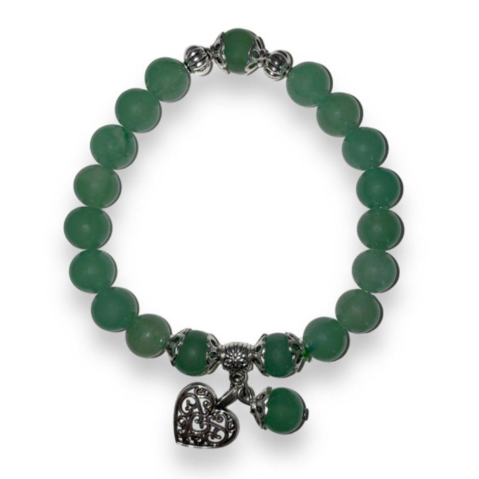 Green Aventurine Invigorating Bracelet with Heart Charm