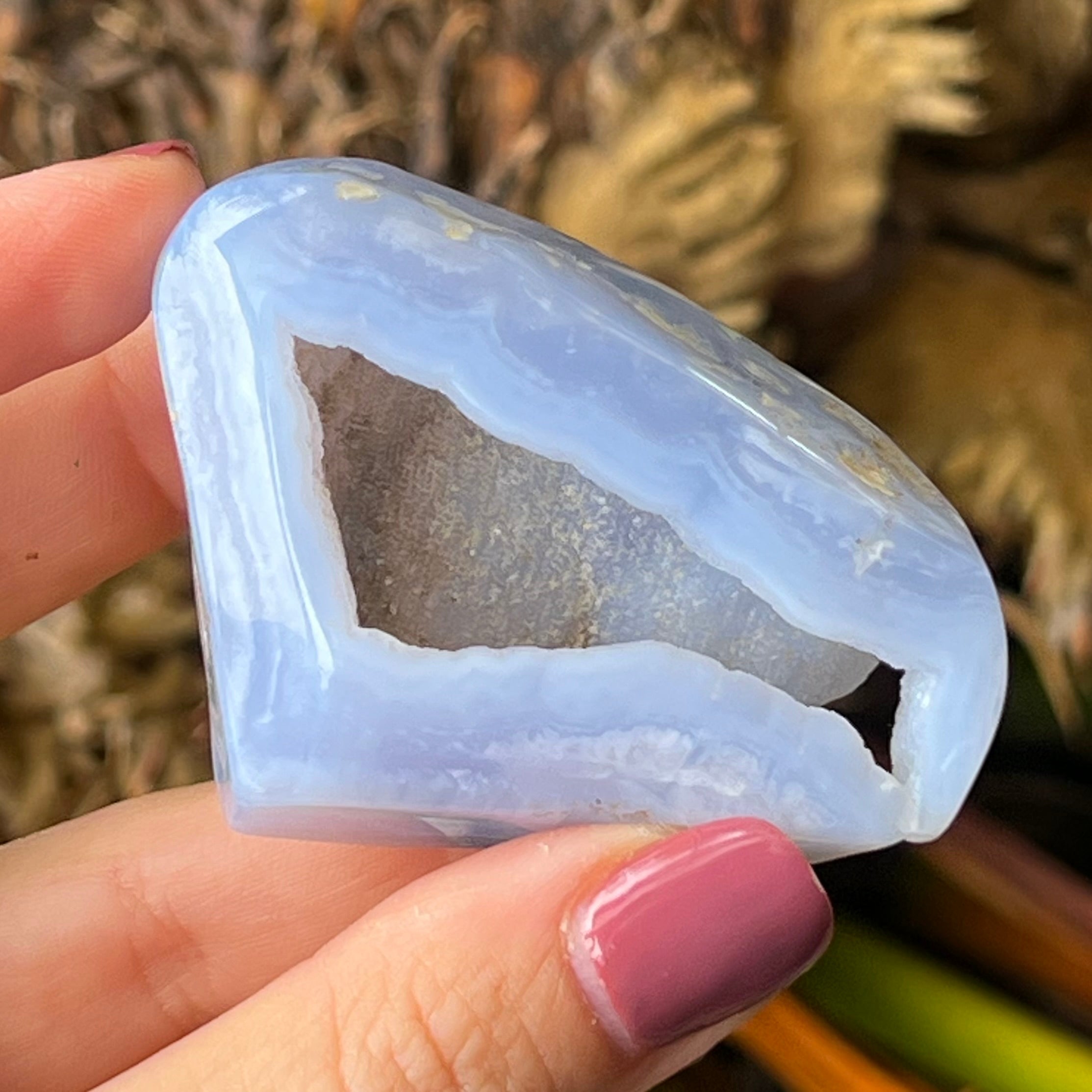 Blue Lace Agate Semi Raw Piece