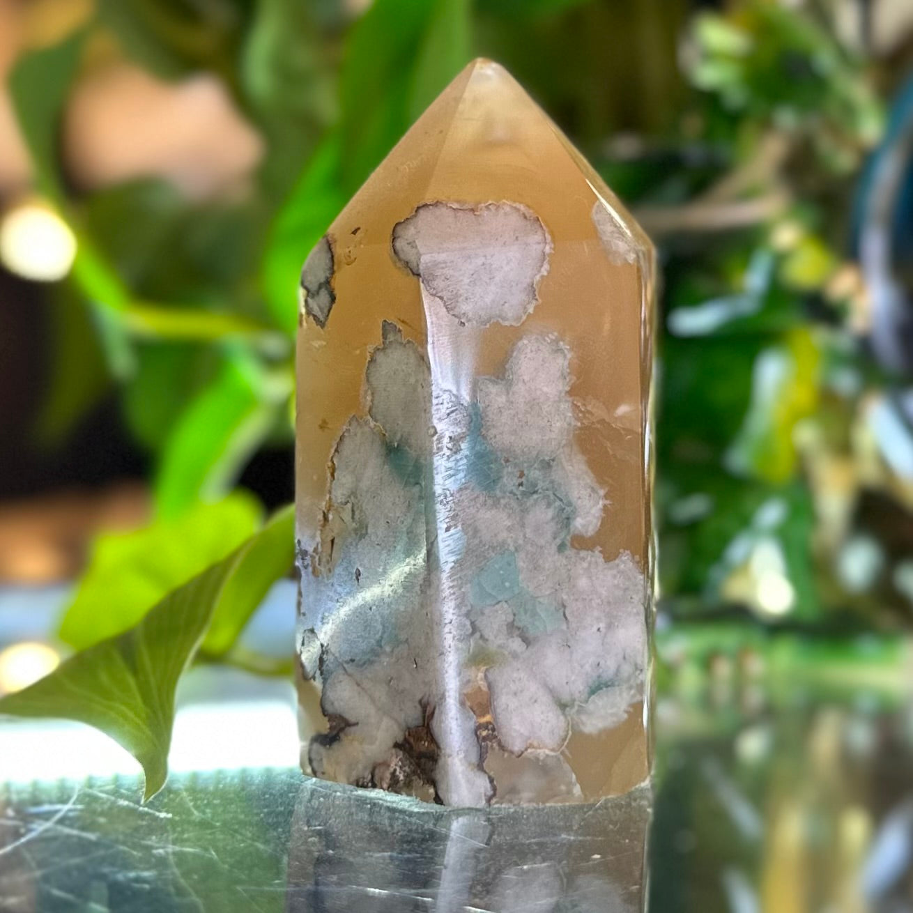 Blue Flower Agate Tower