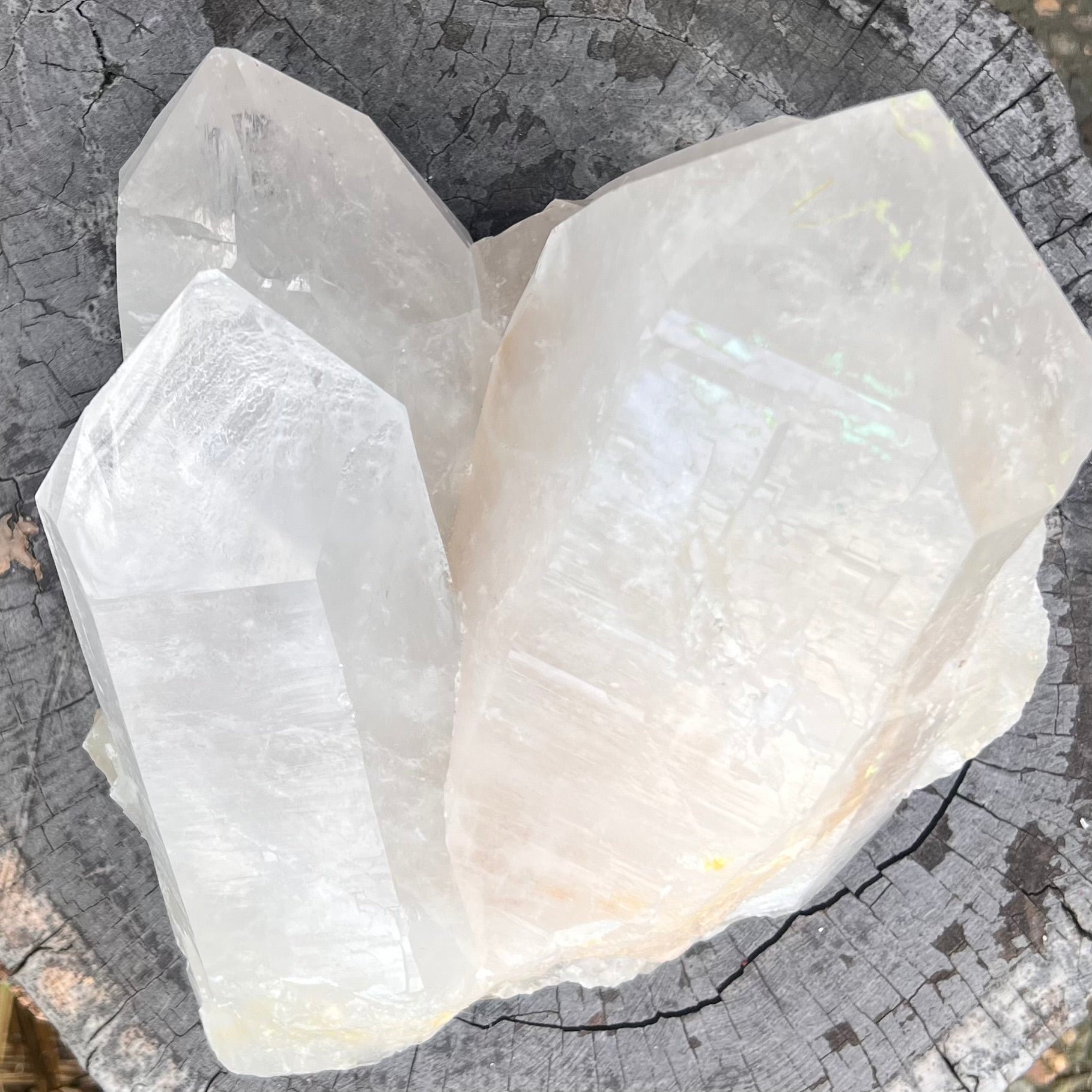 Triple Point Natural Clear Quartz Cluster Formation