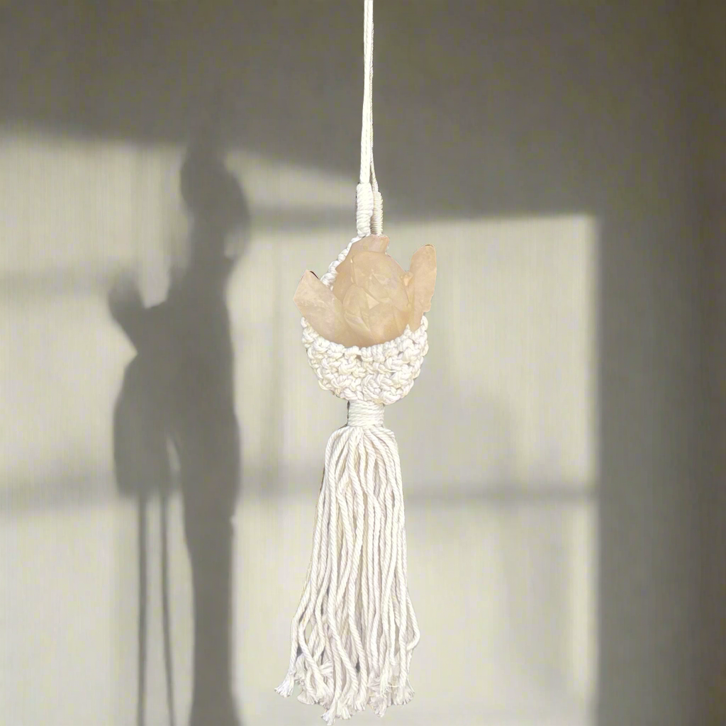 Smoky Quartz Cluster Generator in Huggy Macrame Hanger