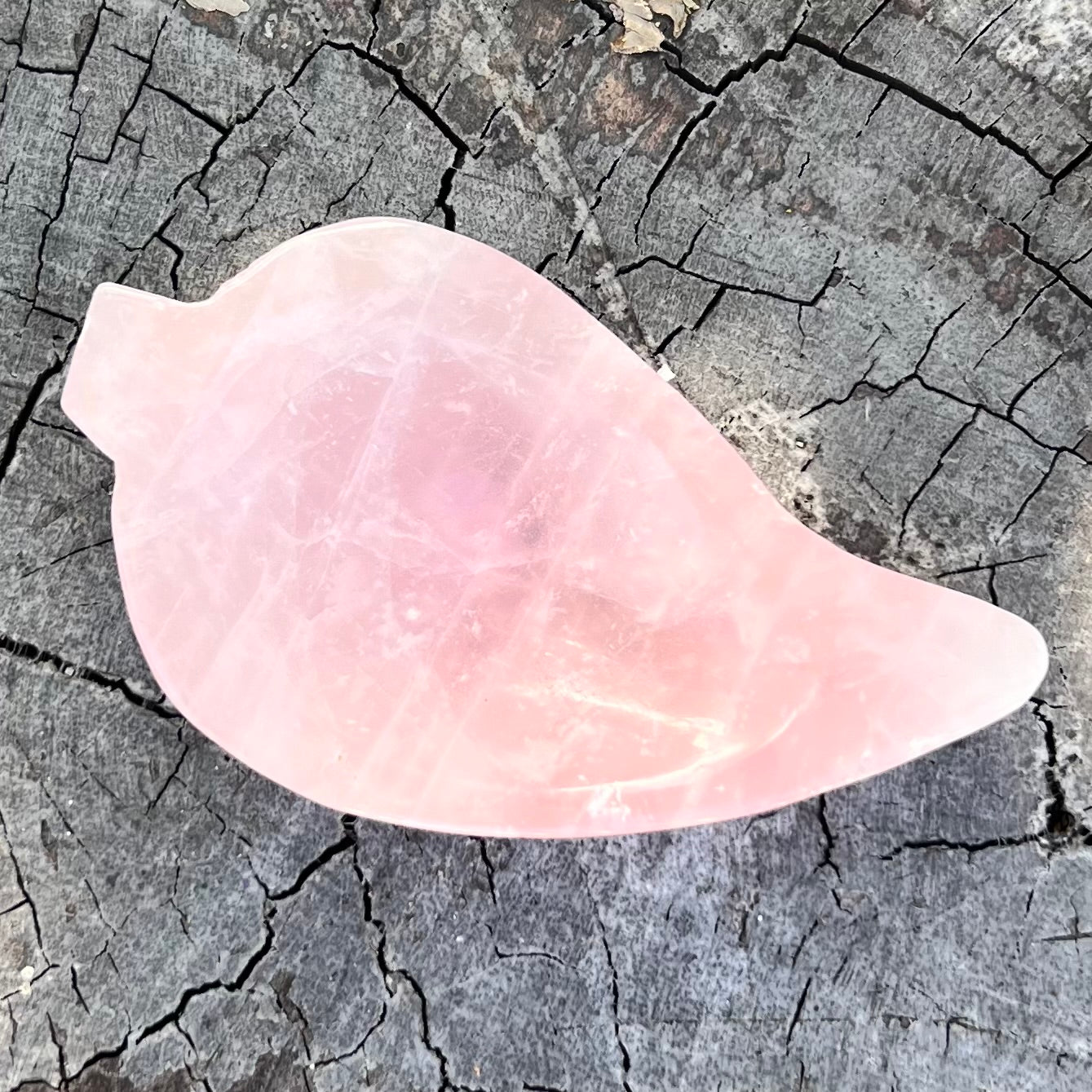 Rose Quartz Leaf Trinket Bowl