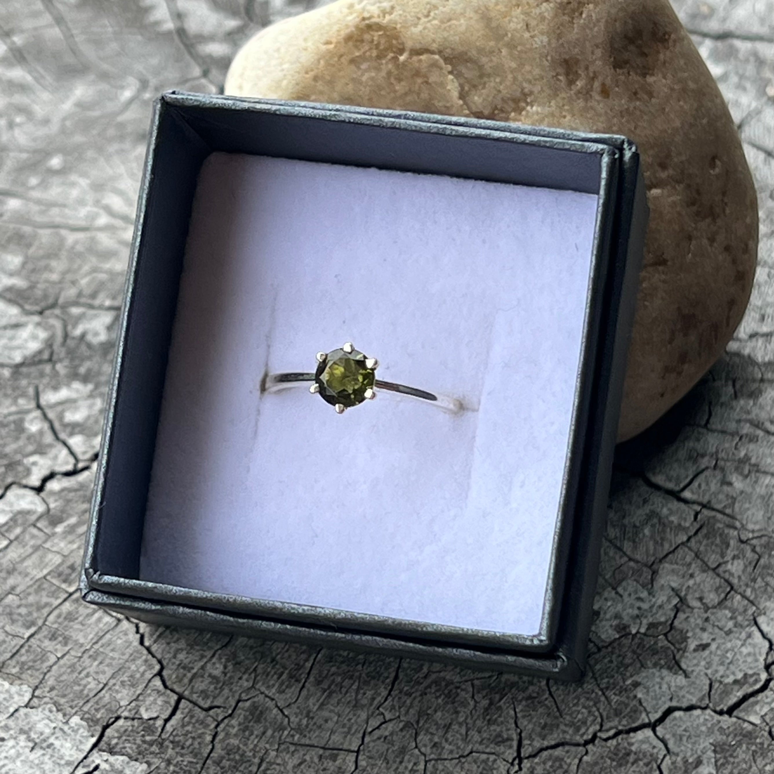 Moldavite Ring set in Sterling Silver size 8