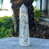 Black Tourmaline in Clear Protective Generator Quartz Tower