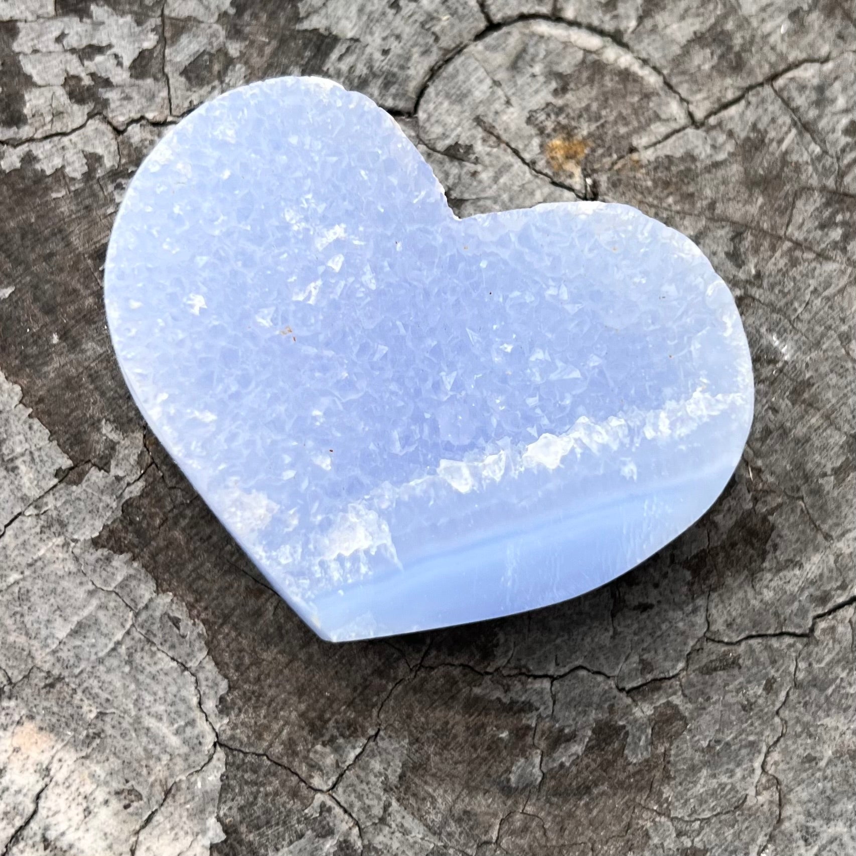 Blue Lace Agate Semi Raw ~ Heart